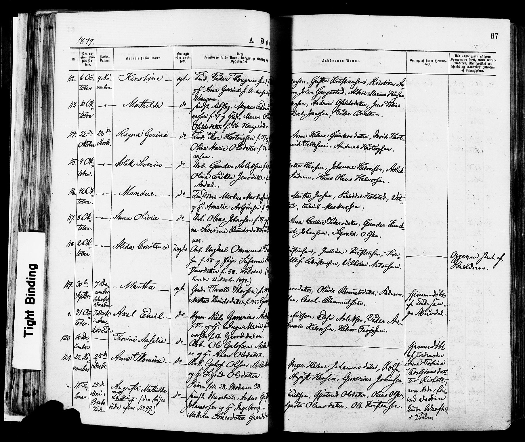 Øyestad sokneprestkontor, AV/SAK-1111-0049/F/Fa/L0016: Parish register (official) no. A 16, 1874-1886, p. 67