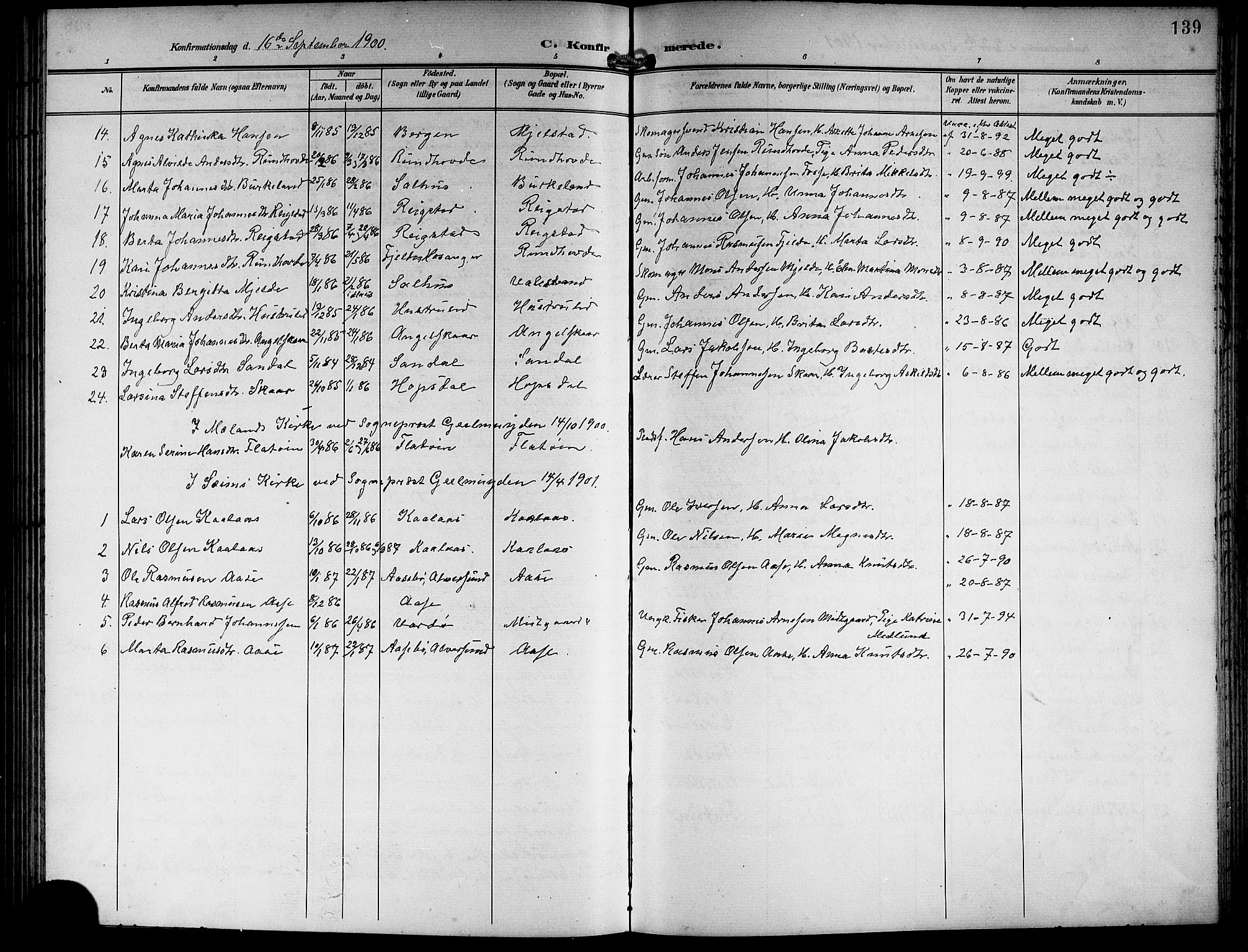 Hamre sokneprestembete, SAB/A-75501/H/Ha/Hab: Parish register (copy) no. B 4, 1898-1919, p. 139