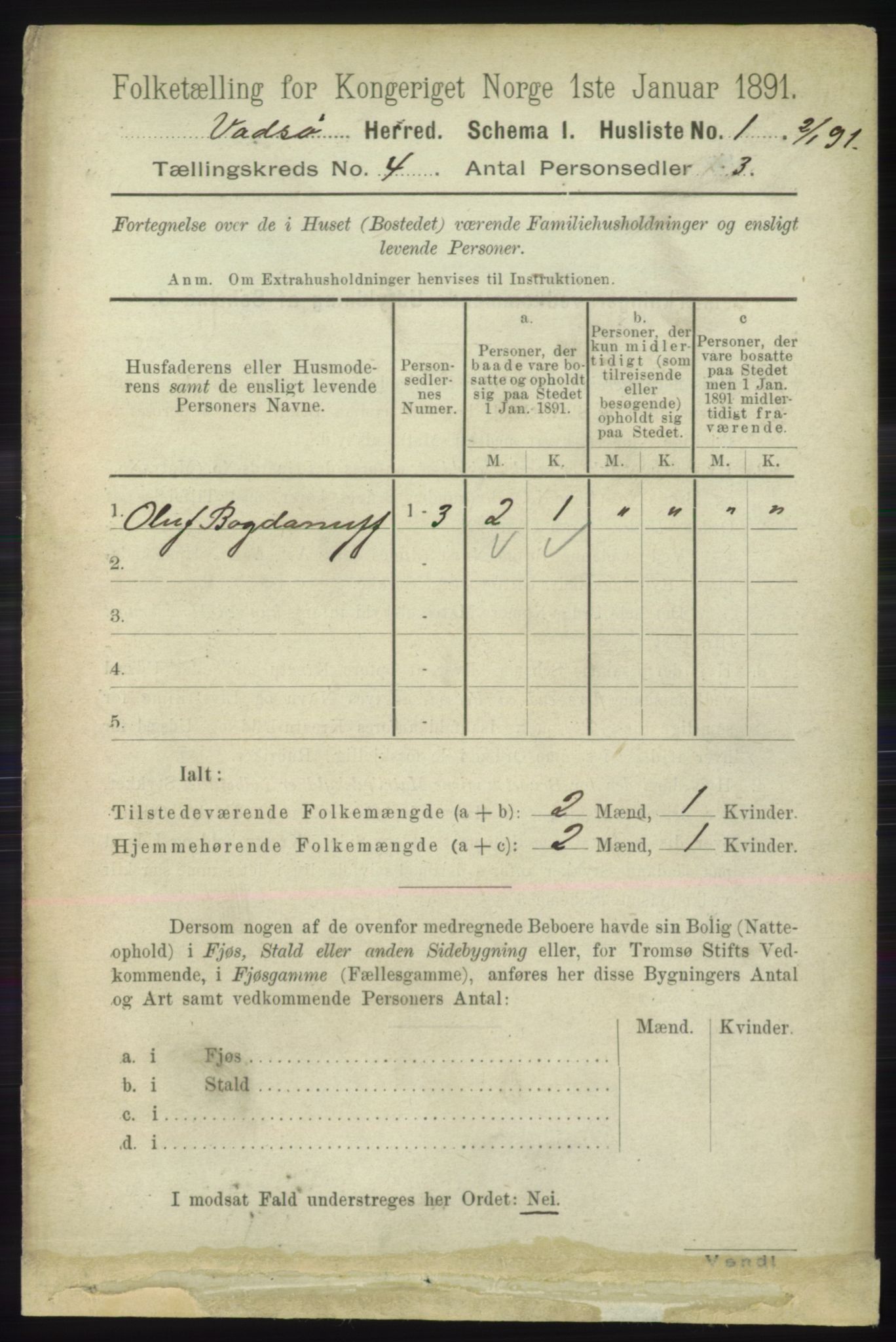 RA, 1891 census for 2029 Vadsø, 1891, p. 1144