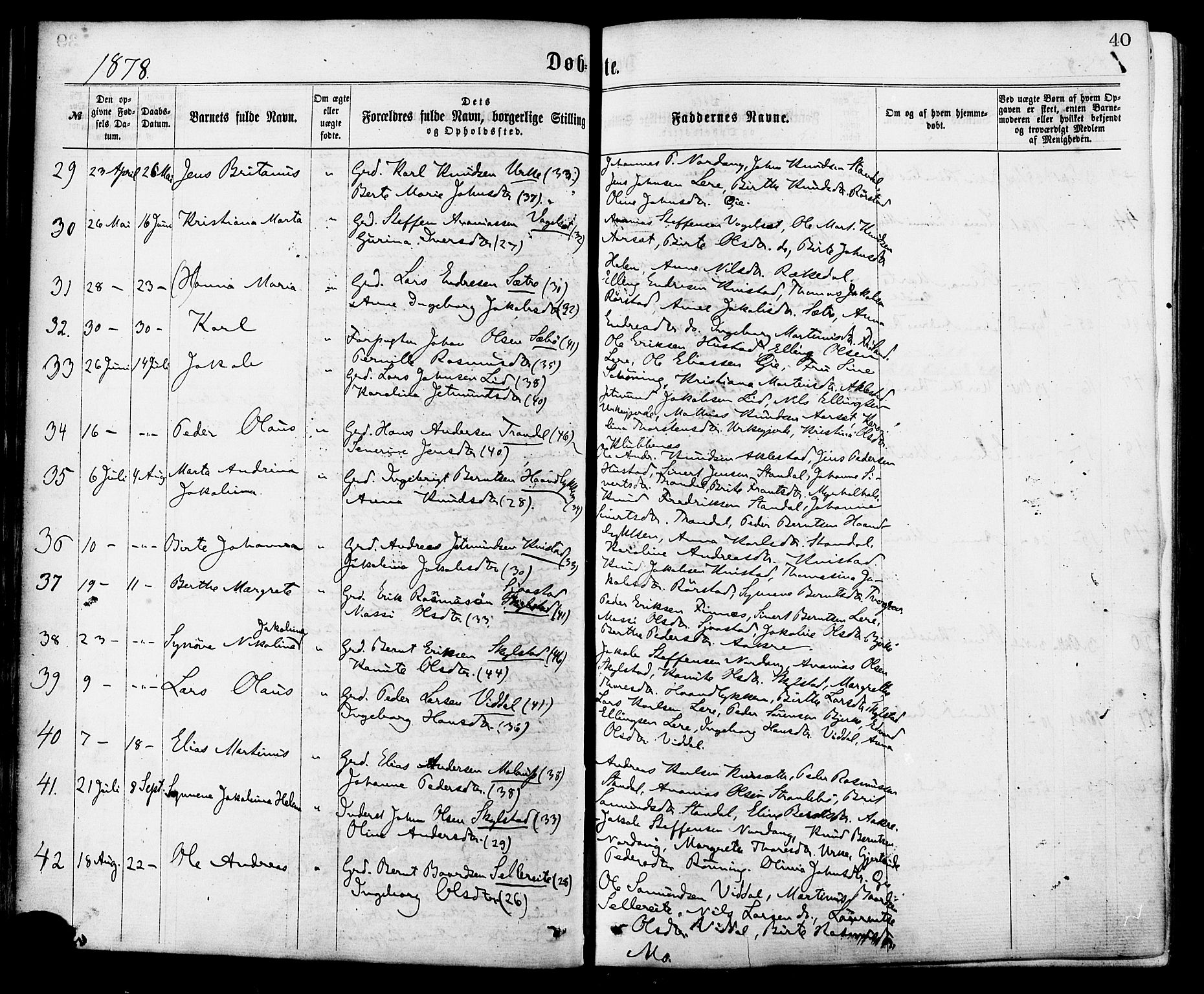 Ministerialprotokoller, klokkerbøker og fødselsregistre - Møre og Romsdal, AV/SAT-A-1454/515/L0210: Parish register (official) no. 515A06, 1868-1885, p. 40