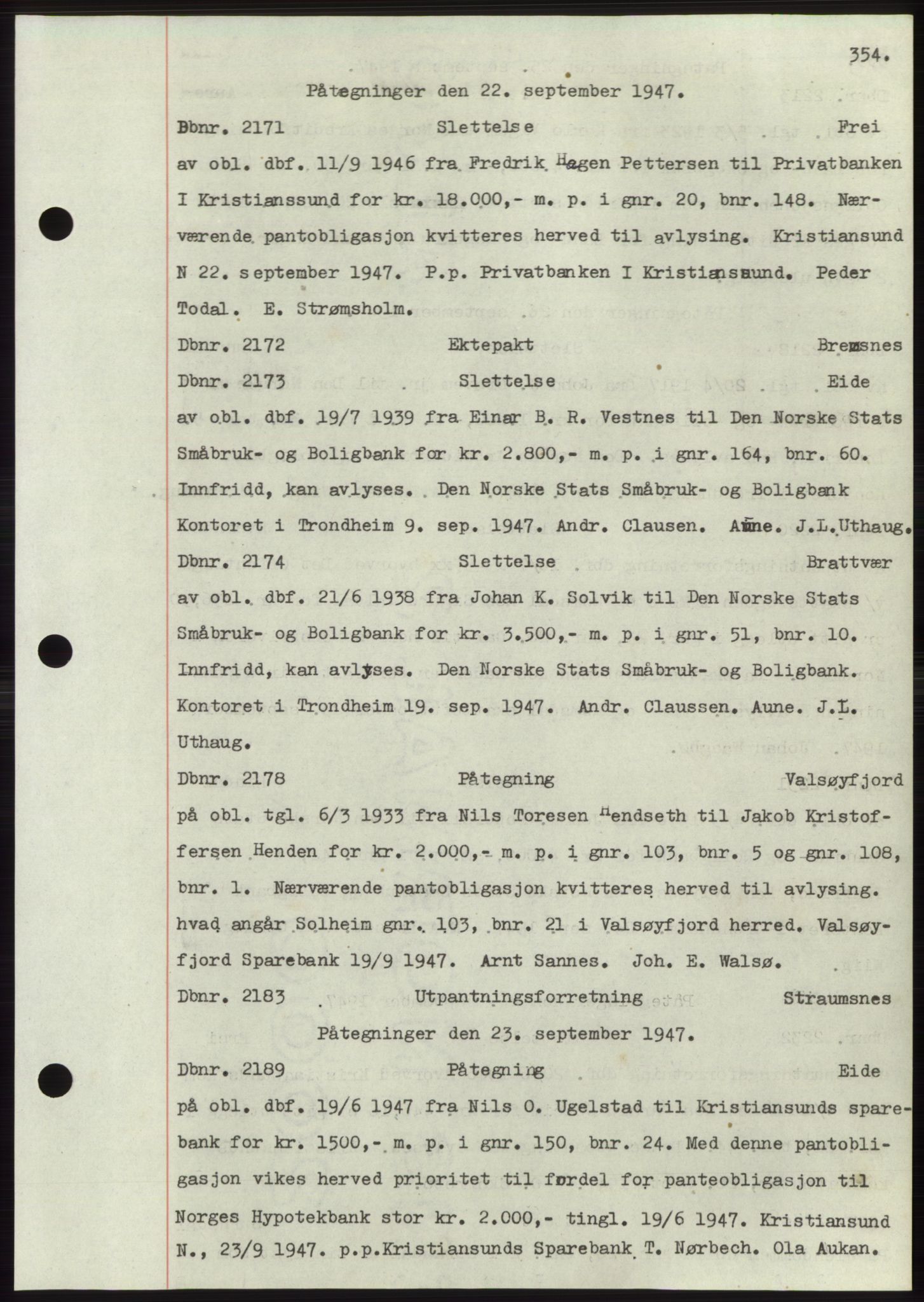 Nordmøre sorenskriveri, AV/SAT-A-4132/1/2/2Ca: Mortgage book no. C82b, 1946-1951, Diary no: : 2171/1947