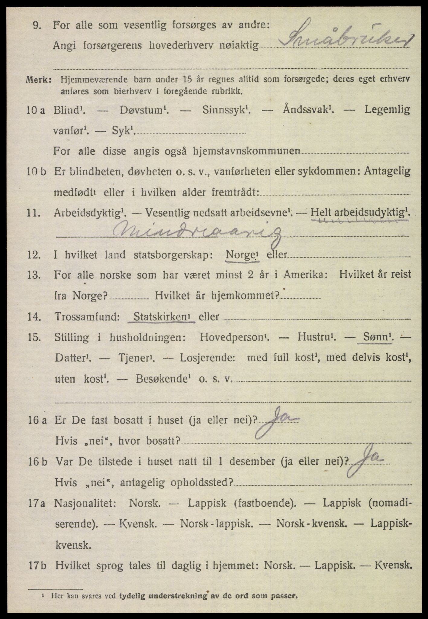 SAT, 1920 census for Høylandet, 1920, p. 2219