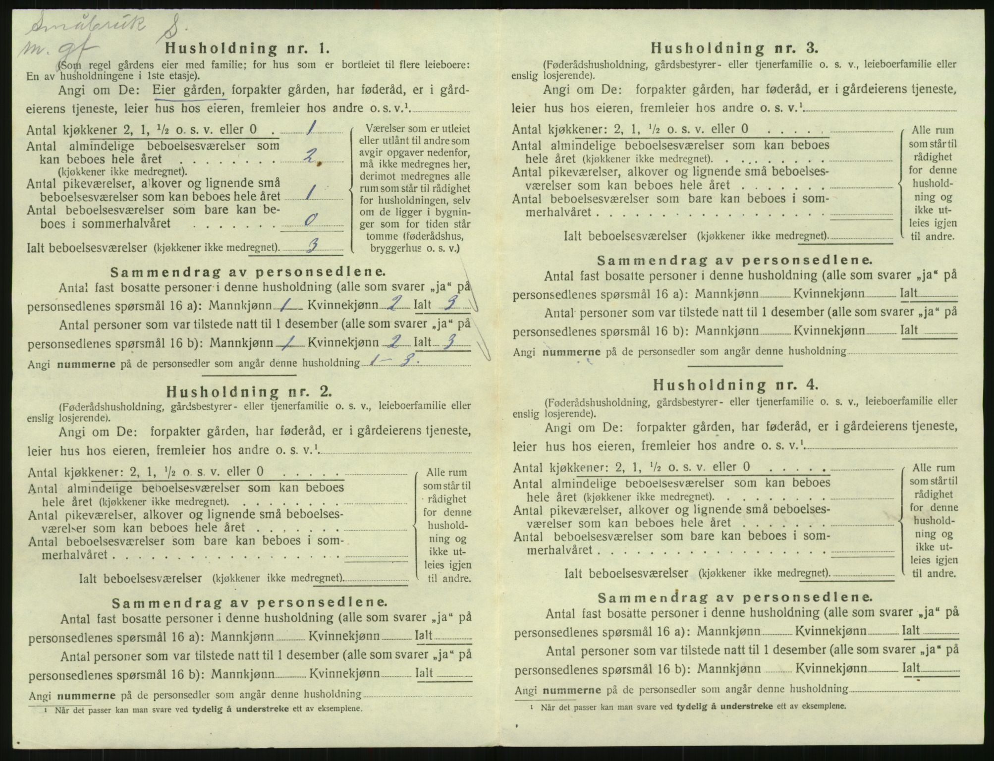 SAK, 1920 census for Vegusdal, 1920, p. 332