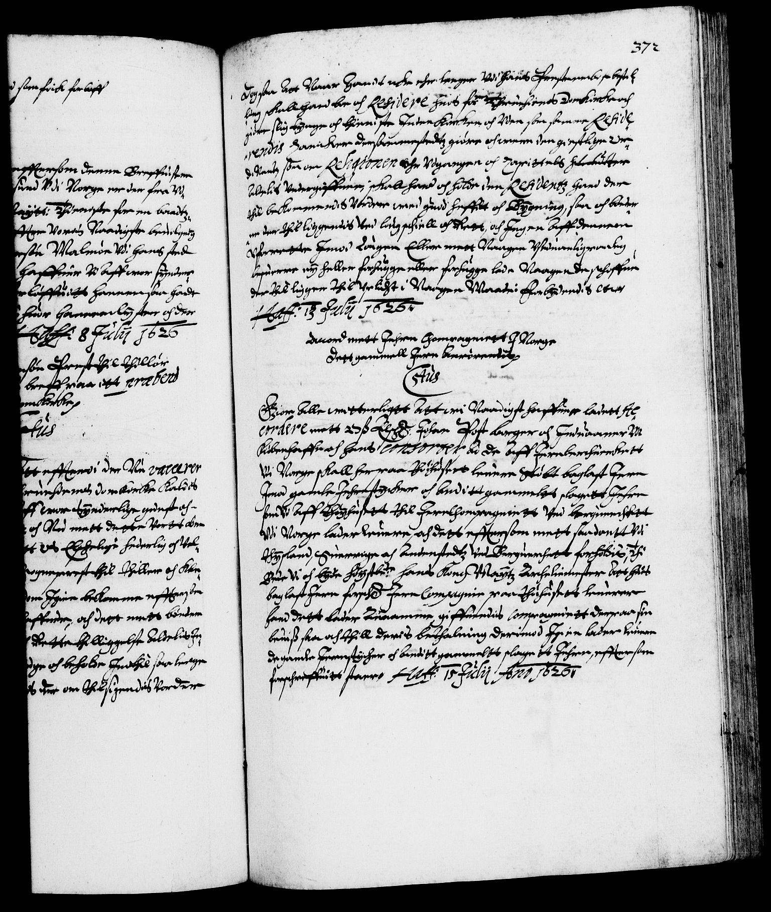 Danske Kanselli 1572-1799, AV/RA-EA-3023/F/Fc/Fca/Fcaa/L0004: Norske registre (mikrofilm), 1617-1630, p. 372a