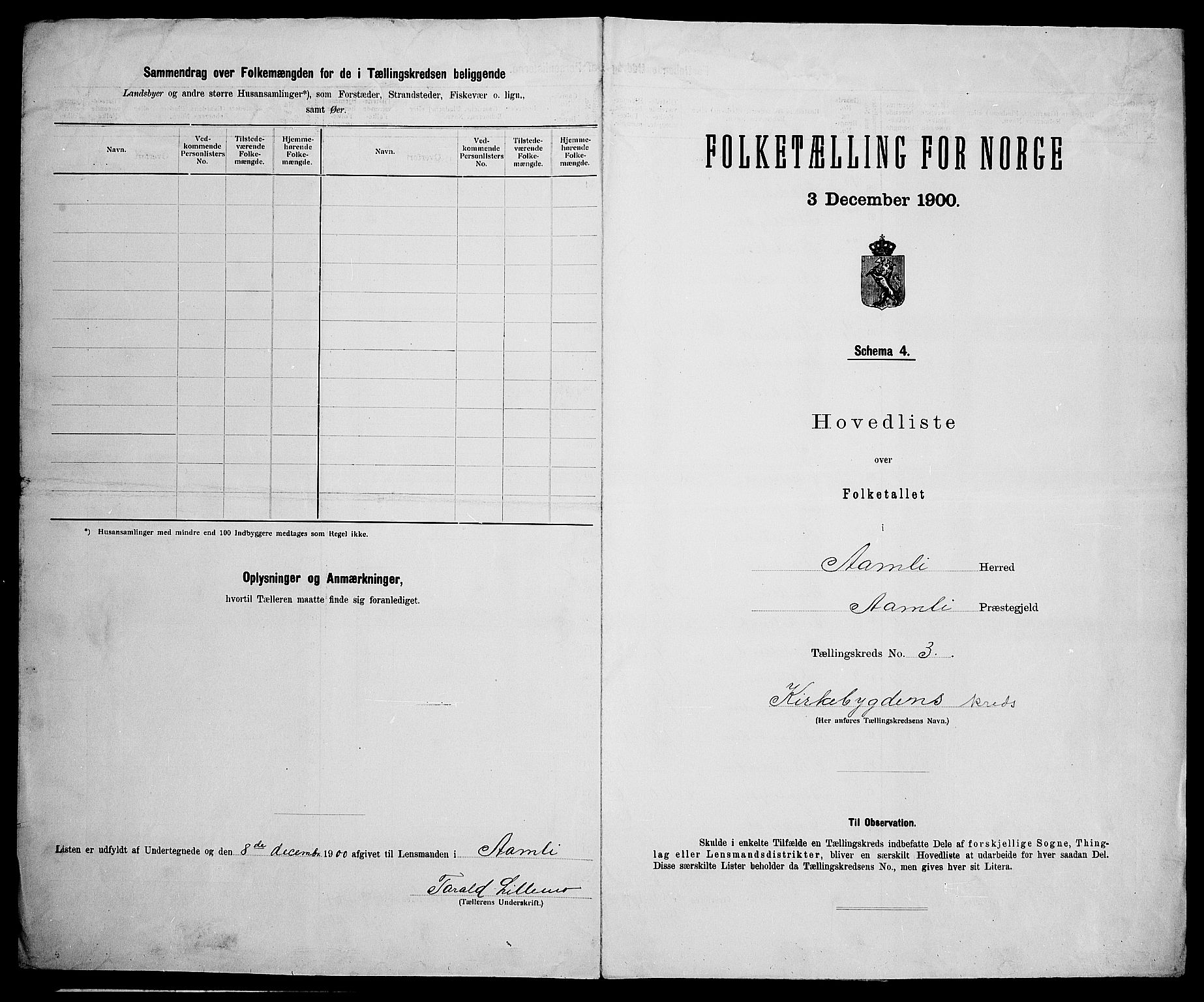 SAK, 1900 census for Åmli, 1900, p. 24