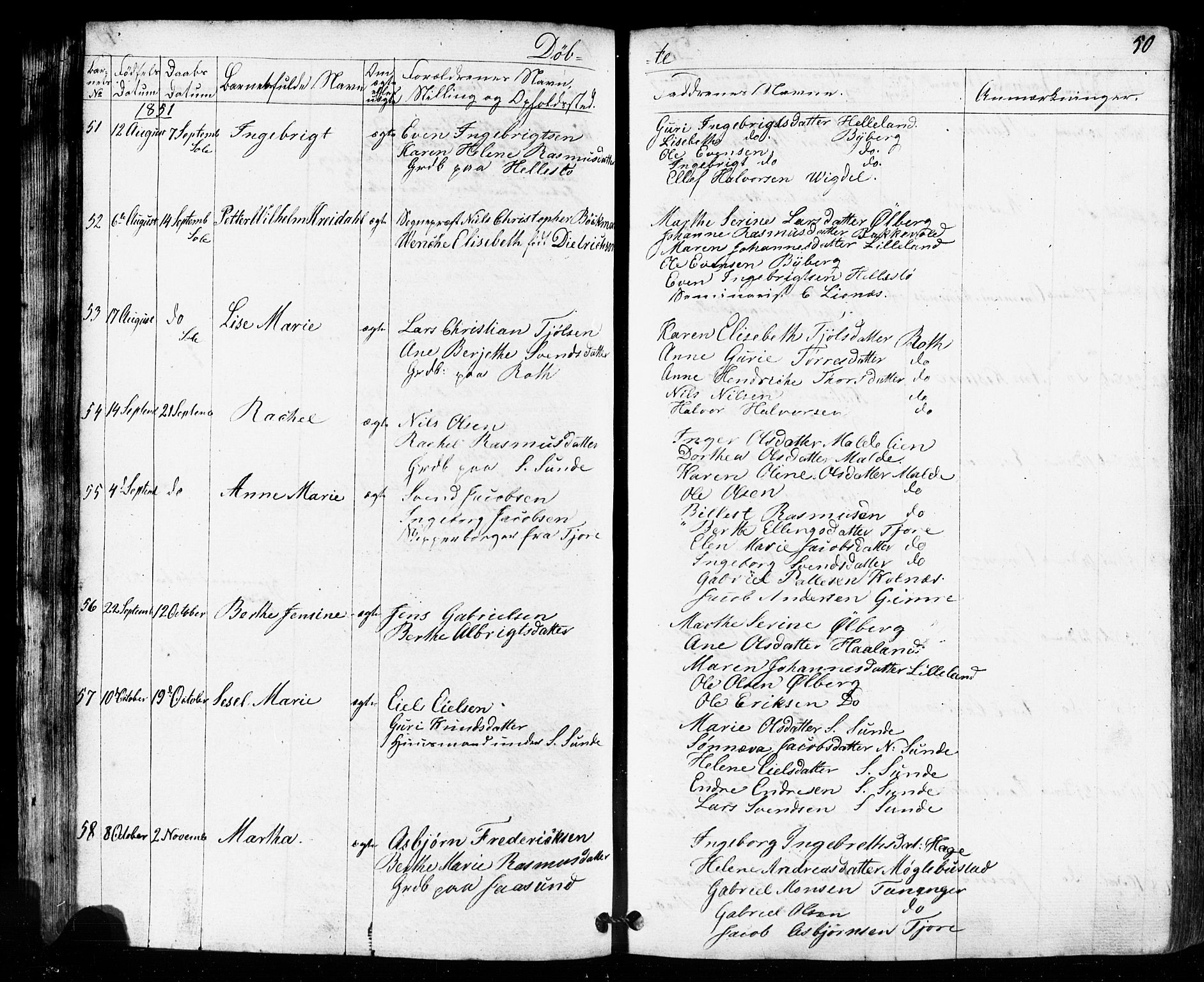 Håland sokneprestkontor, AV/SAST-A-101802/001/30BB/L0002: Parish register (copy) no. B 2, 1845-1872, p. 50