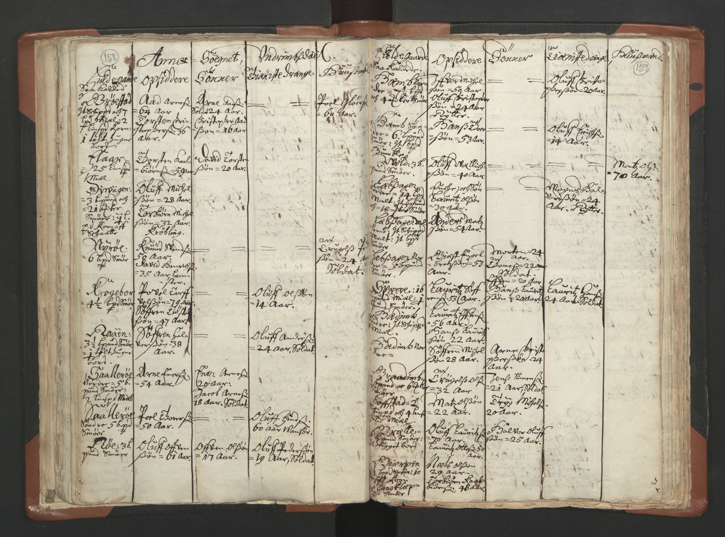 RA, Vicar's Census 1664-1666, no. 10: Tønsberg deanery, 1664-1666, p. 158-159