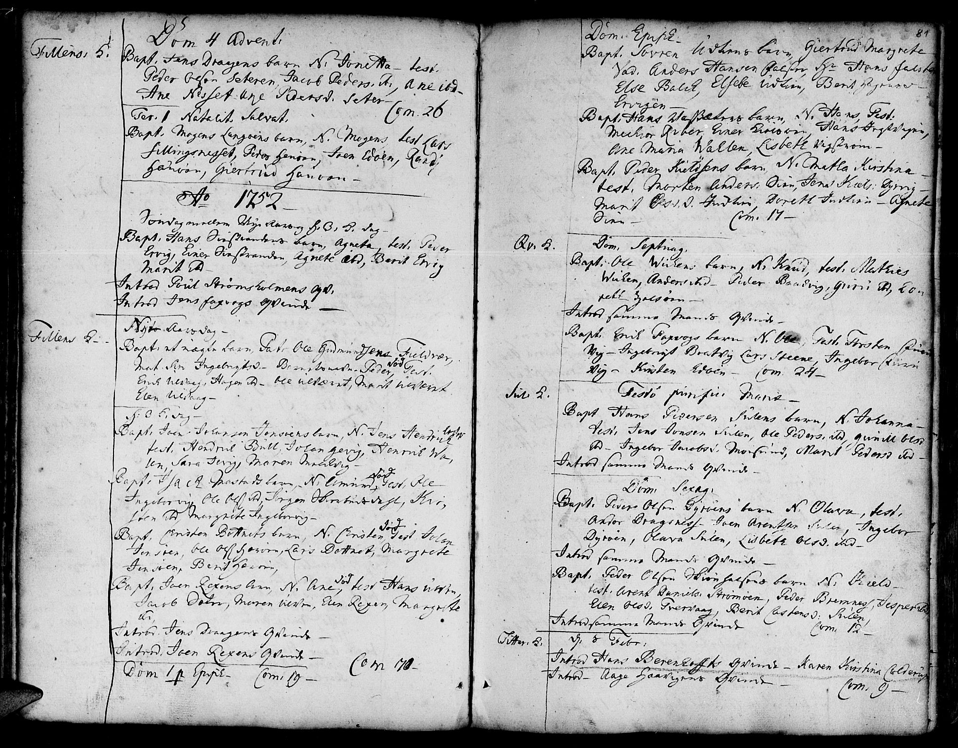 Ministerialprotokoller, klokkerbøker og fødselsregistre - Sør-Trøndelag, SAT/A-1456/634/L0525: Parish register (official) no. 634A01, 1736-1775, p. 81