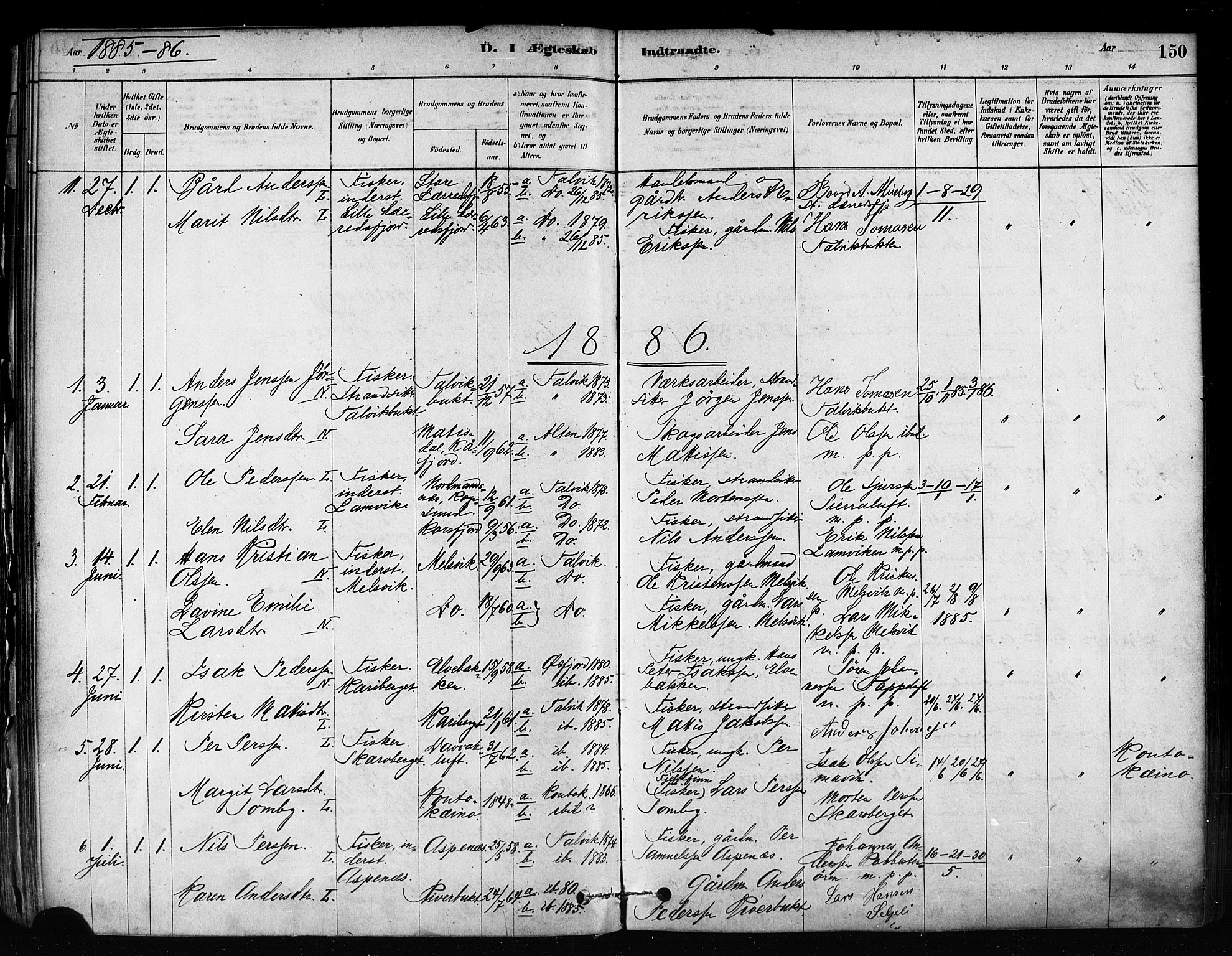Talvik sokneprestkontor, AV/SATØ-S-1337/H/Ha/L0012kirke: Parish register (official) no. 12, 1878-1886, p. 150