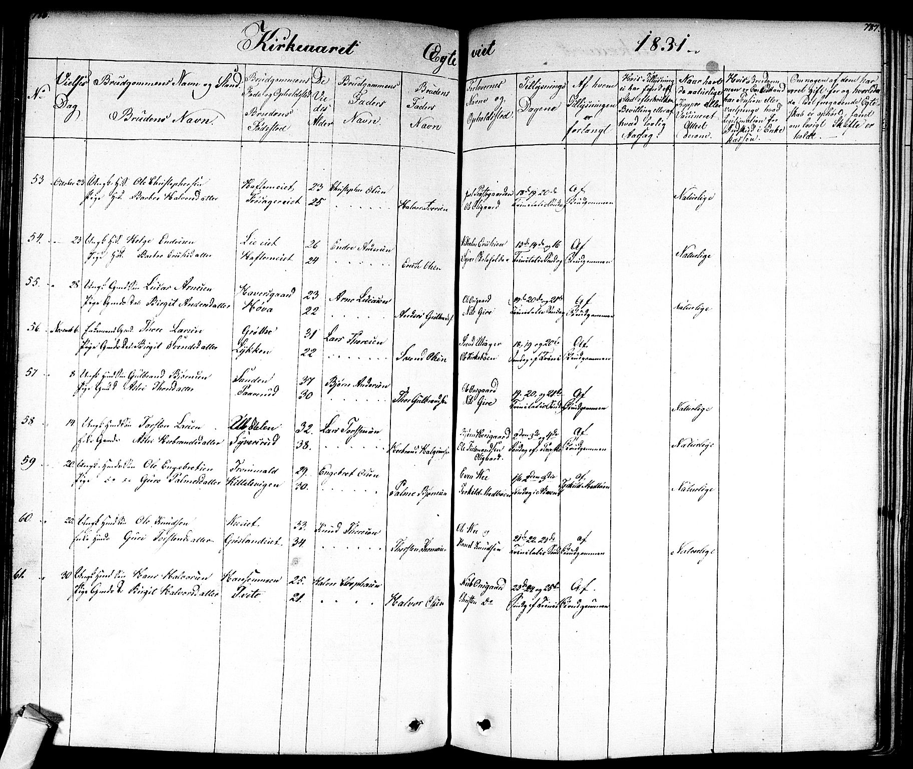 Nes kirkebøker, AV/SAKO-A-236/F/Fa/L0008: Parish register (official) no. 8, 1824-1834, p. 786-787