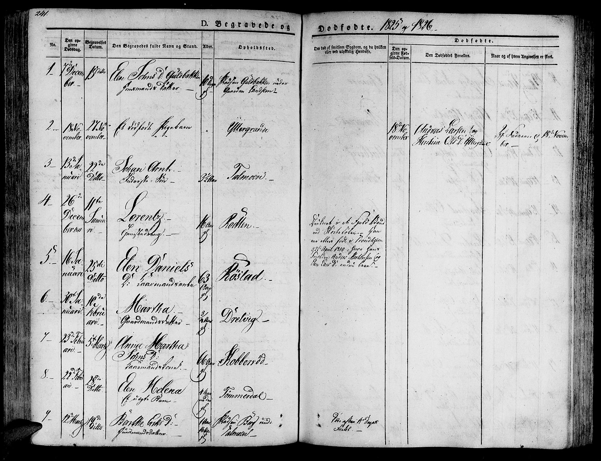 Ministerialprotokoller, klokkerbøker og fødselsregistre - Nord-Trøndelag, AV/SAT-A-1458/701/L0006: Parish register (official) no. 701A06, 1825-1841, p. 241