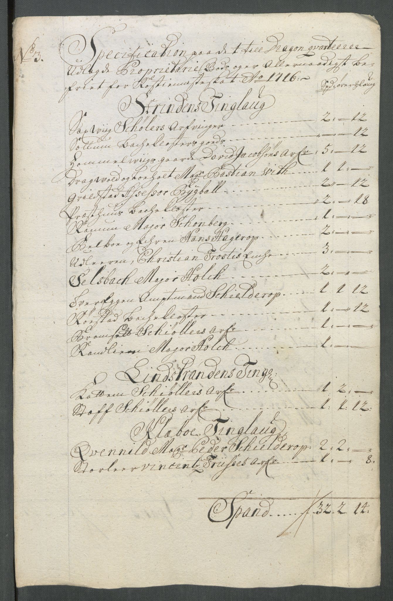 Rentekammeret inntil 1814, Reviderte regnskaper, Fogderegnskap, AV/RA-EA-4092/R61/L4115: Fogderegnskap Strinda og Selbu, 1715-1716, p. 311