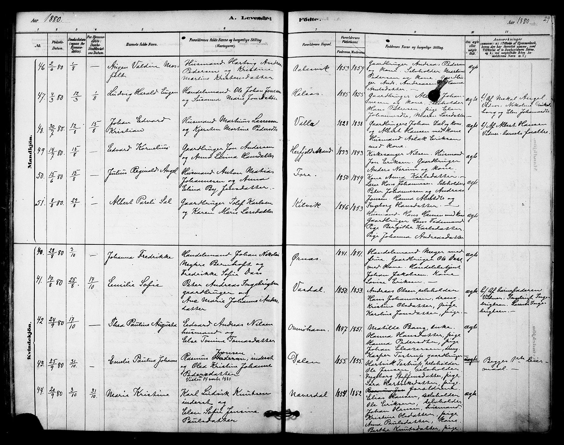Ministerialprotokoller, klokkerbøker og fødselsregistre - Nordland, SAT/A-1459/843/L0626: Parish register (official) no. 843A01, 1878-1907, p. 29