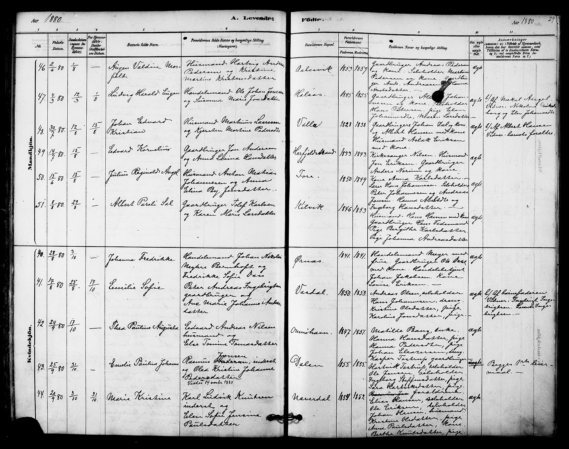 Ministerialprotokoller, klokkerbøker og fødselsregistre - Nordland, AV/SAT-A-1459/843/L0626: Parish register (official) no. 843A01, 1878-1907, p. 29