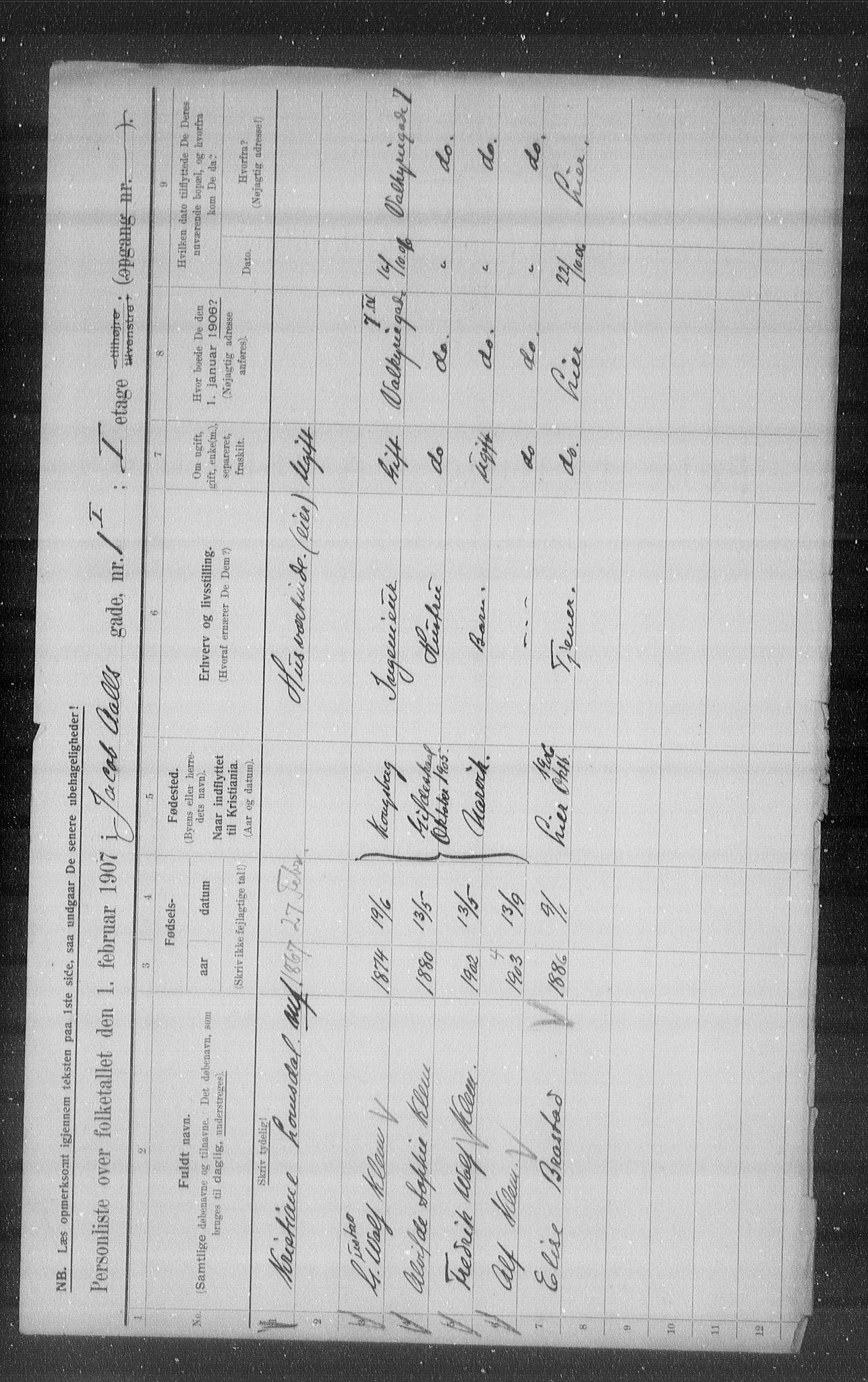 OBA, Municipal Census 1907 for Kristiania, 1907, p. 22949