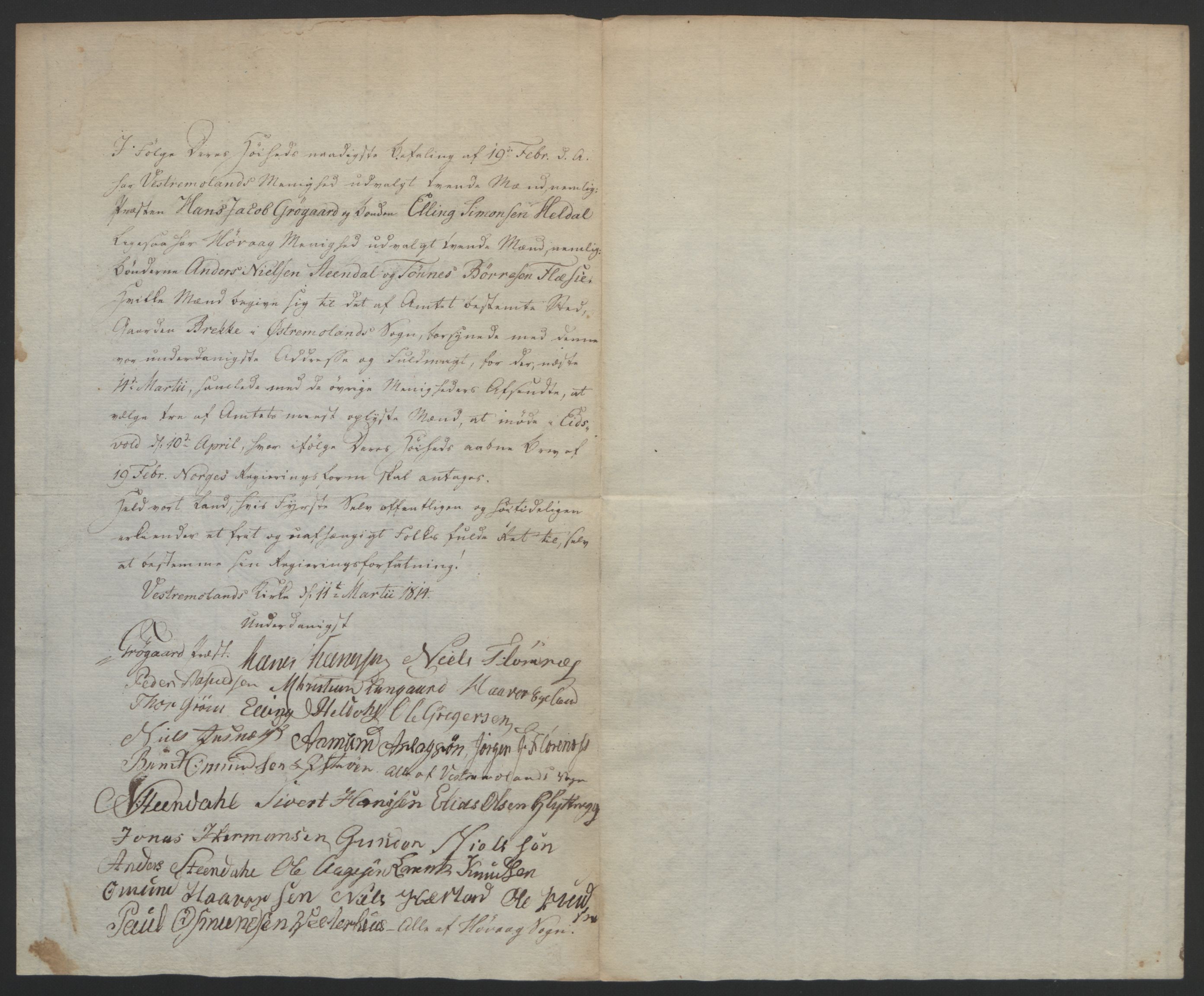 Statsrådssekretariatet, RA/S-1001/D/Db/L0008: Fullmakter for Eidsvollsrepresentantene i 1814. , 1814, p. 92