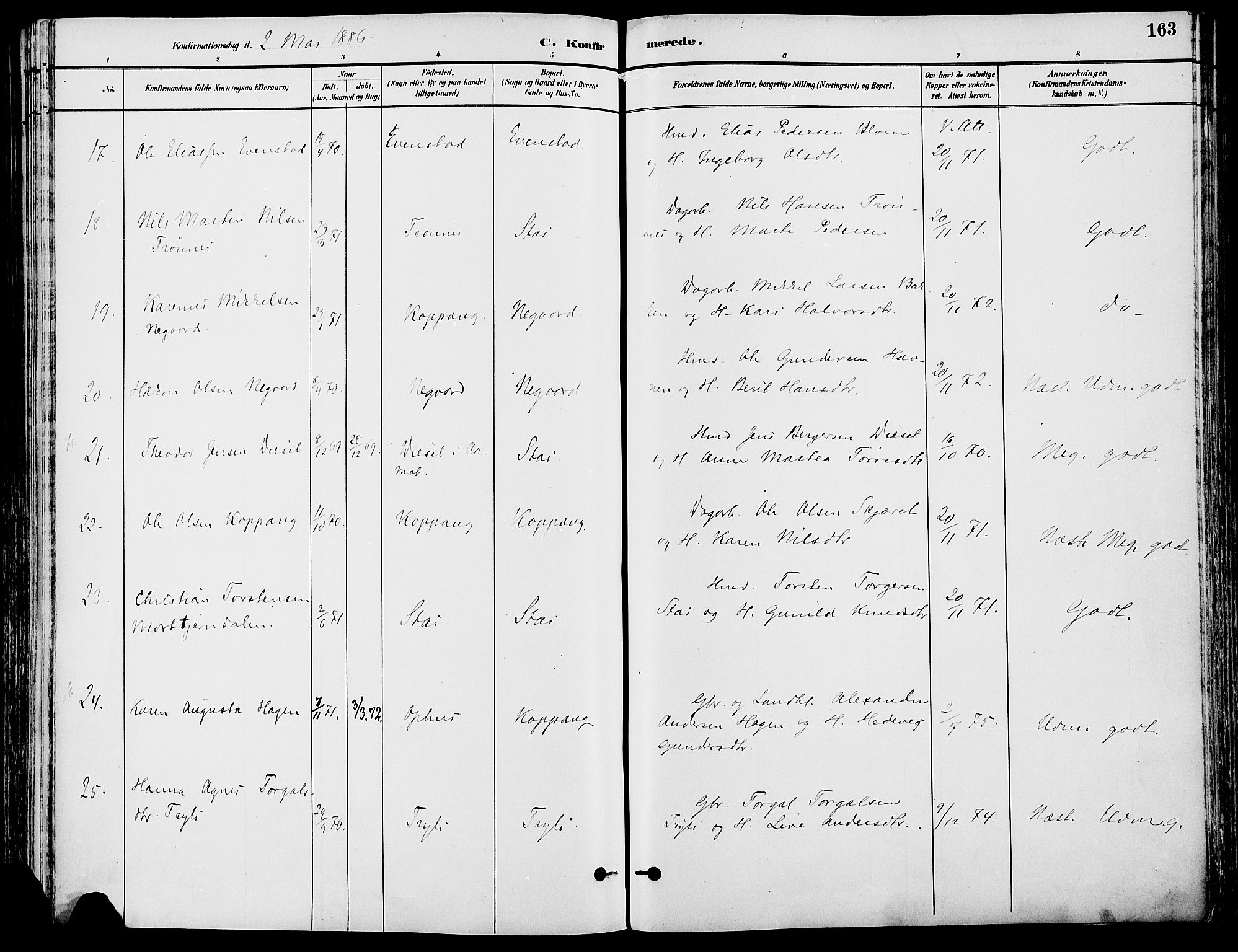 Stor-Elvdal prestekontor, SAH/PREST-052/H/Ha/Haa/L0002: Parish register (official) no. 2, 1882-1907, p. 163
