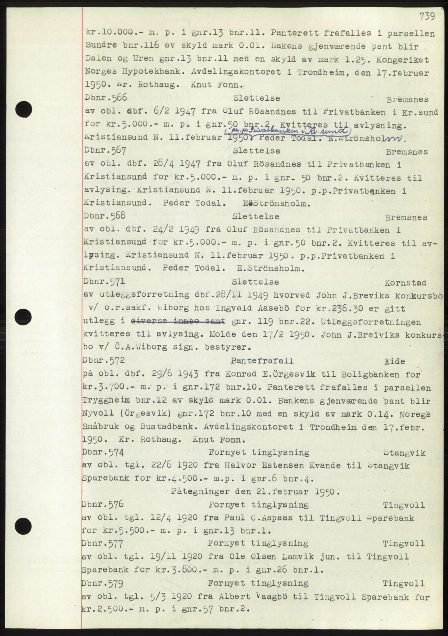 Nordmøre sorenskriveri, AV/SAT-A-4132/1/2/2Ca: Mortgage book no. C82b, 1946-1951, Diary no: : 566/1950