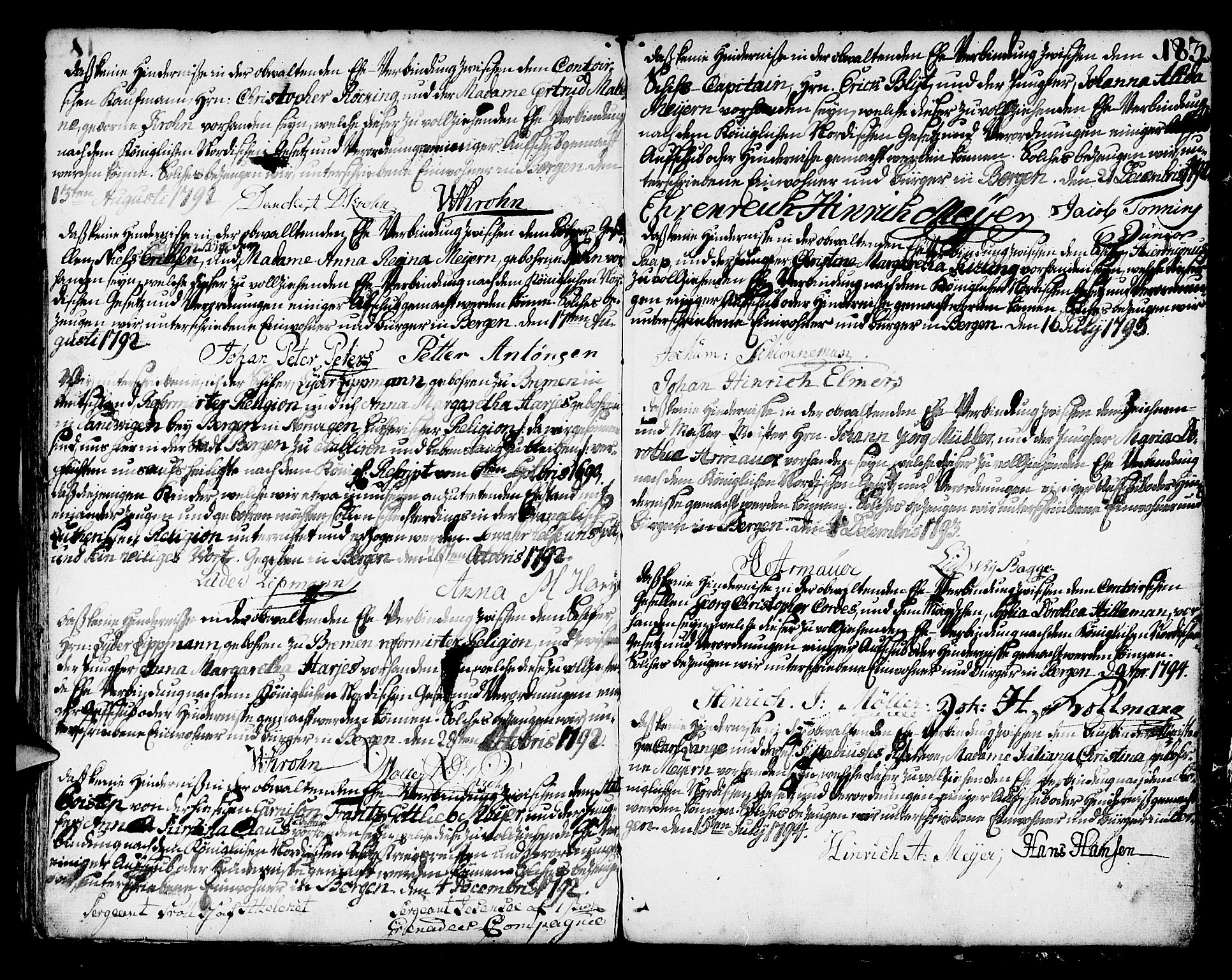 Mariakirken Sokneprestembete, SAB/A-76901/H/Haa/L0003: Parish register (official) no. A 3, 1786-1815, p. 182