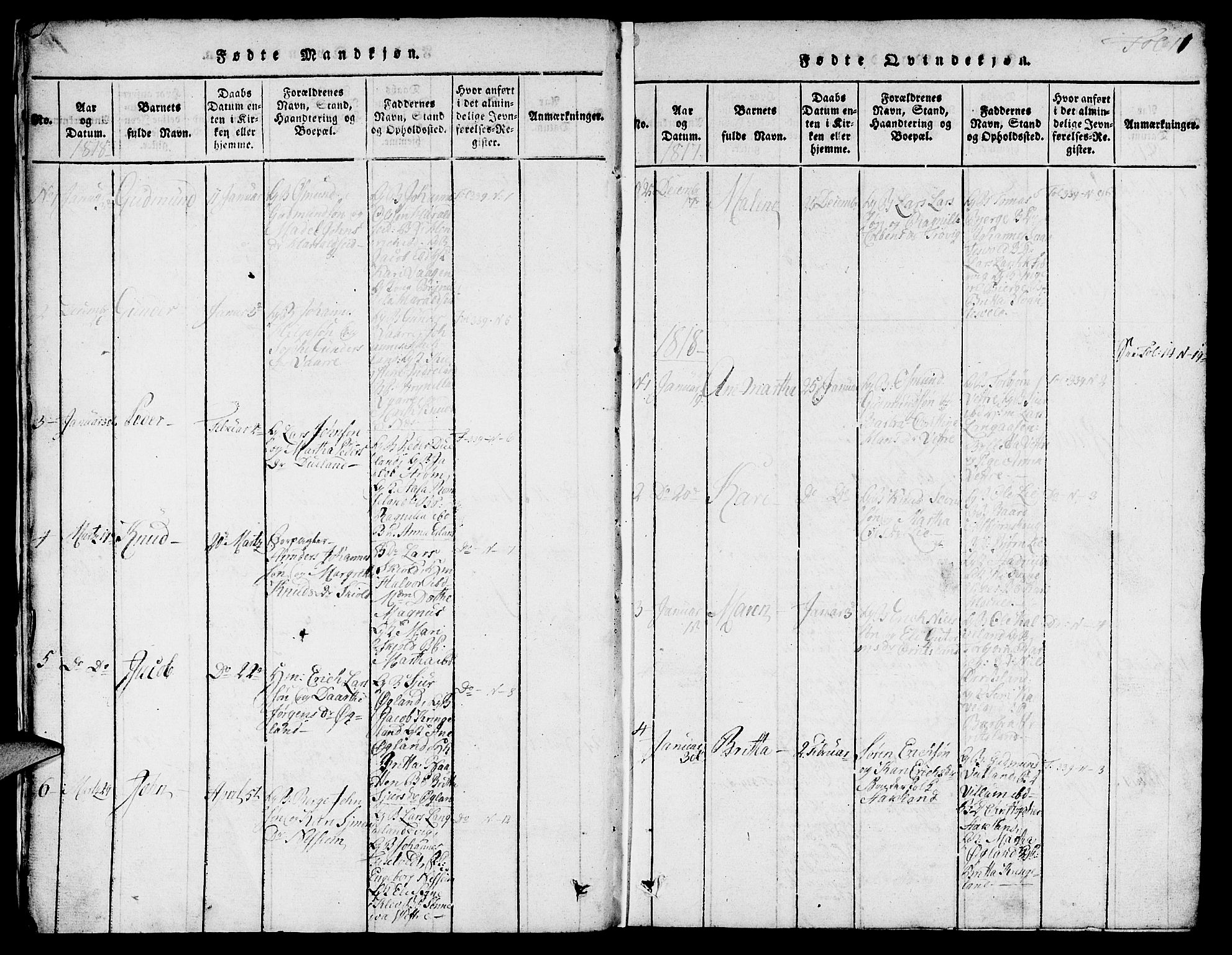 Skjold sokneprestkontor, AV/SAST-A-101847/H/Ha/Hab/L0001: Parish register (copy) no. B 1, 1815-1835, p. 11