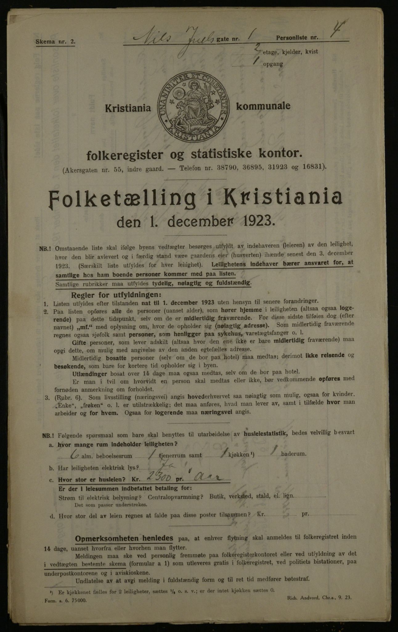 OBA, Municipal Census 1923 for Kristiania, 1923, p. 77260