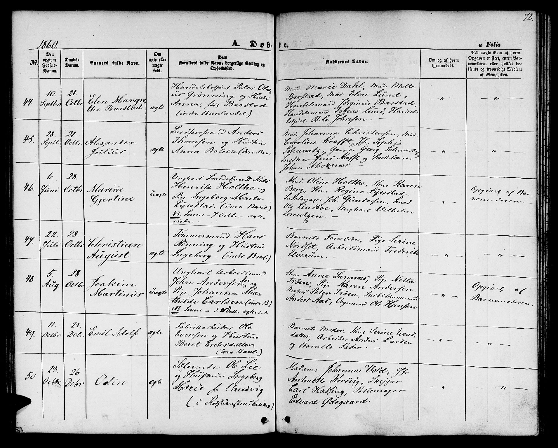 Ministerialprotokoller, klokkerbøker og fødselsregistre - Sør-Trøndelag, AV/SAT-A-1456/604/L0184: Parish register (official) no. 604A05, 1851-1860, p. 72