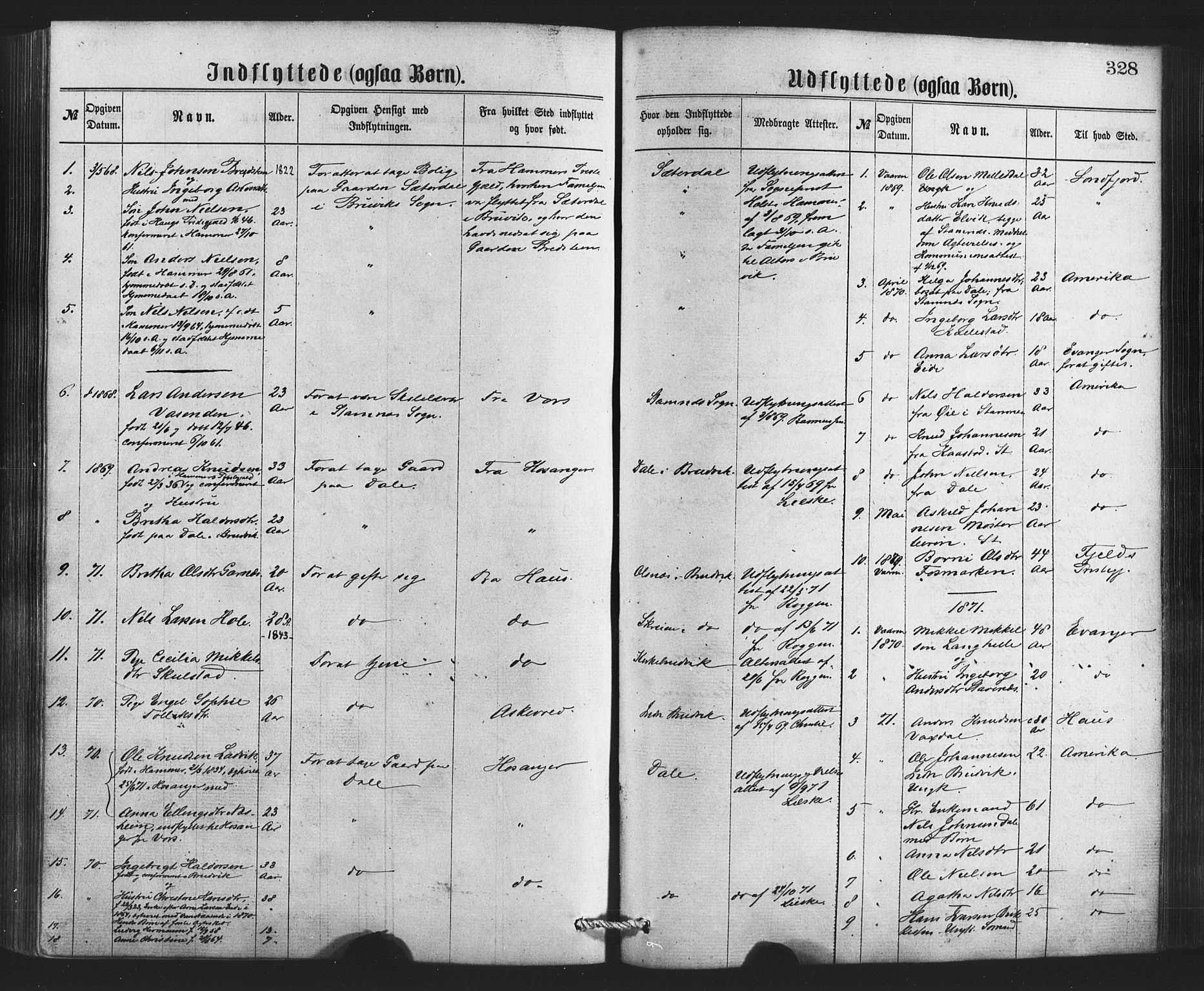 Bruvik Sokneprestembete, SAB/A-74701/H/Haa: Parish register (official) no. A 1, 1869-1877, p. 328