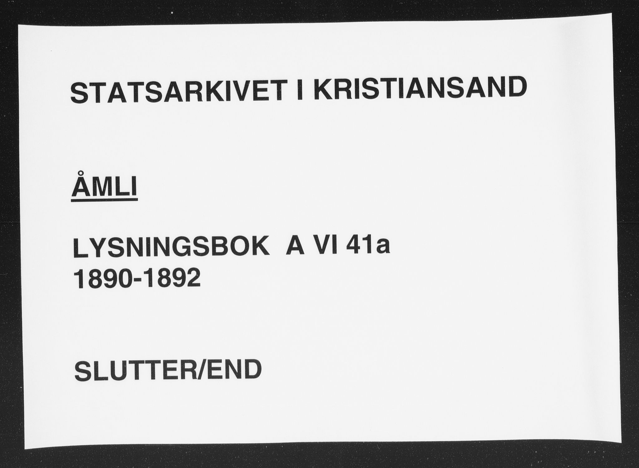 Åmli sokneprestkontor, AV/SAK-1111-0050/F/Fe/L0004: Banns register no. A VI 41a, 1890-1892