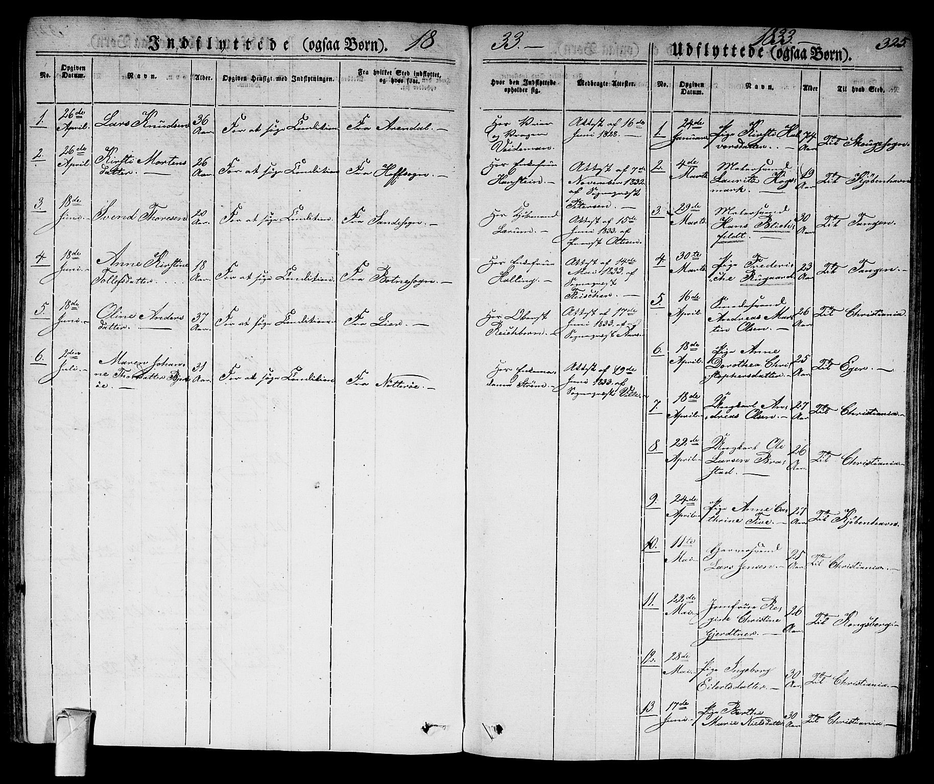 Strømsø kirkebøker, AV/SAKO-A-246/F/Fa/L0012: Parish register (official) no. I 12, 1830-1847, p. 325