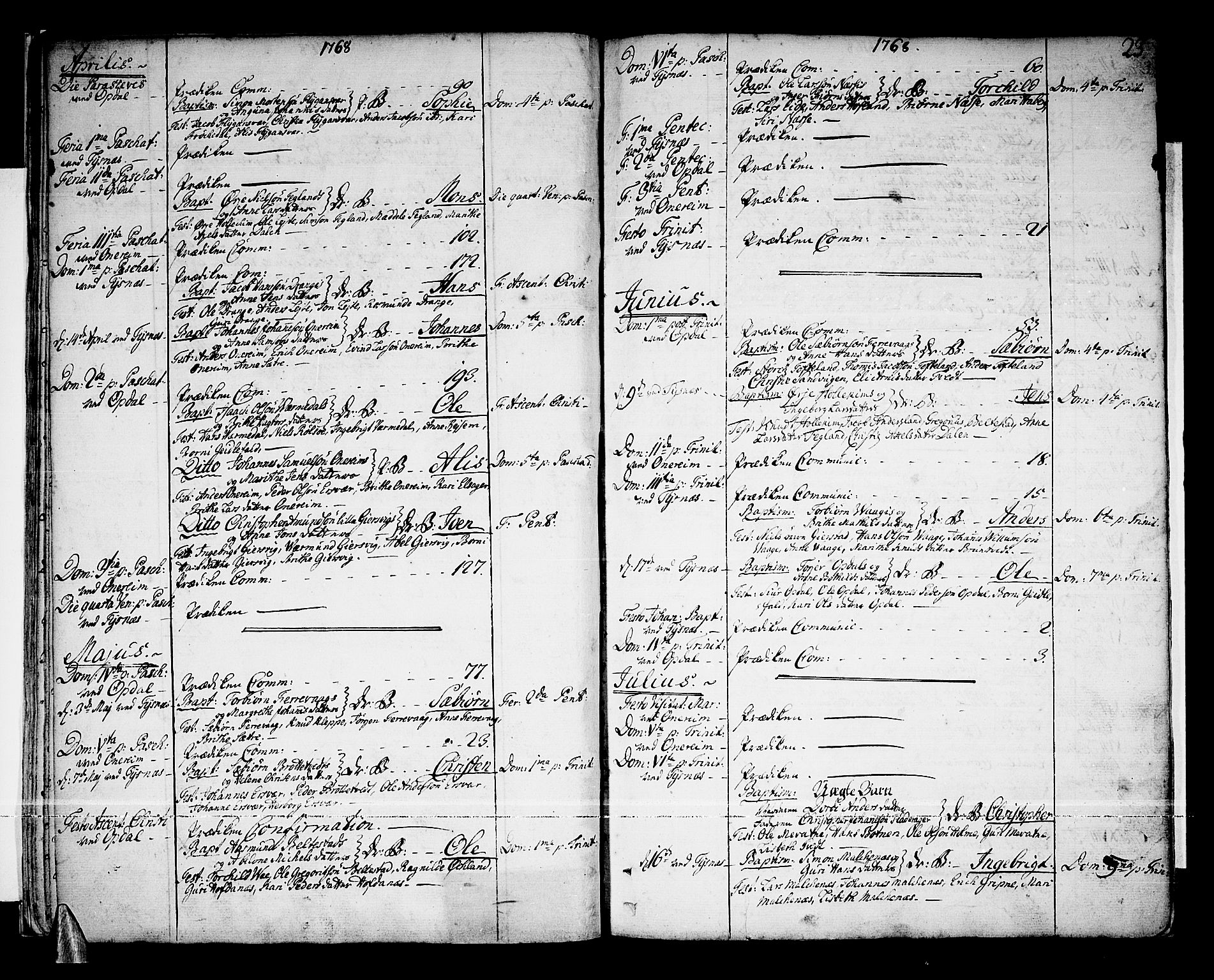 Tysnes sokneprestembete, SAB/A-78601/H/Haa: Parish register (official) no. A 5, 1762-1793, p. 23