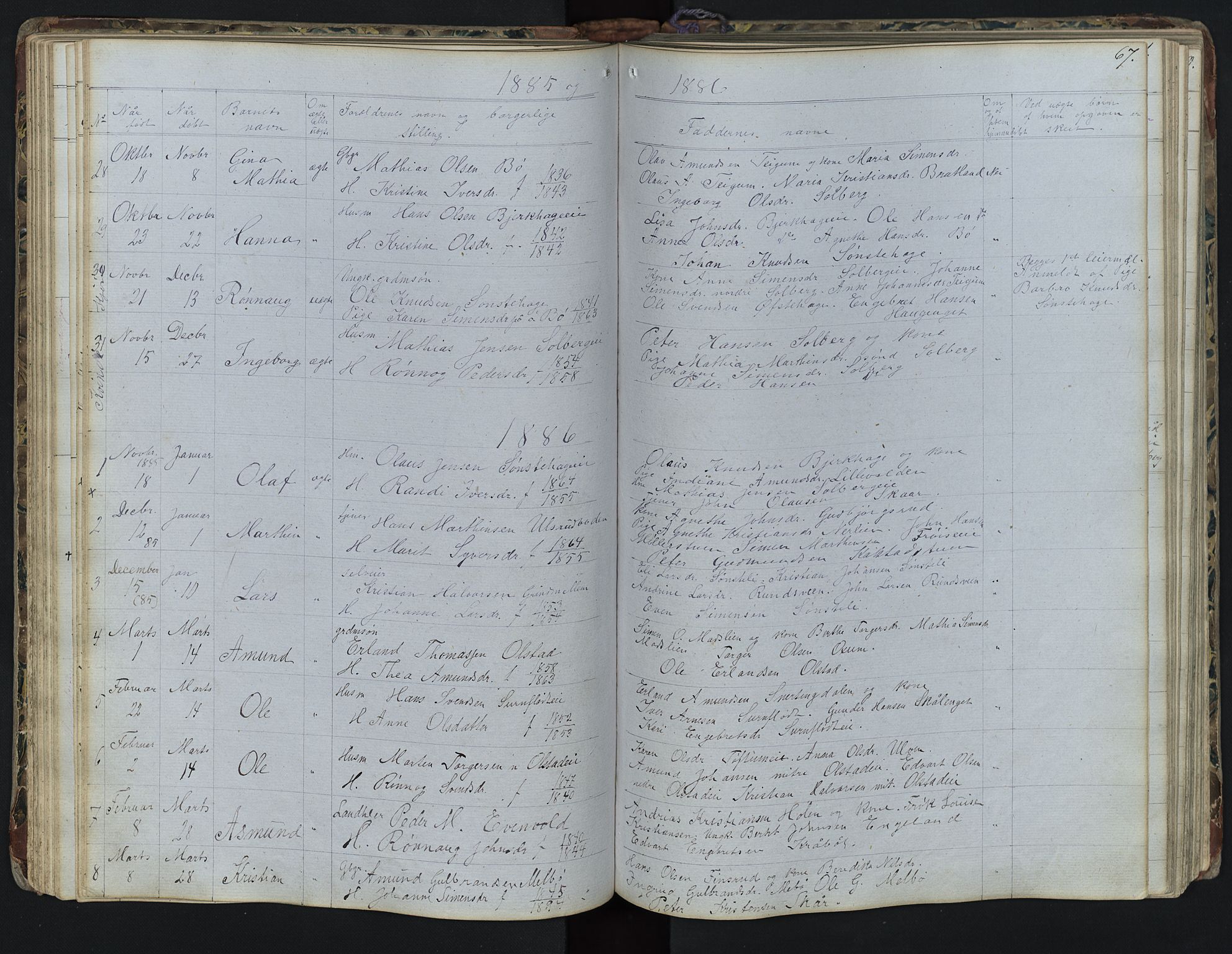 Vestre Gausdal prestekontor, AV/SAH-PREST-094/H/Ha/Hab/L0001: Parish register (copy) no. 1, 1867-1895, p. 67