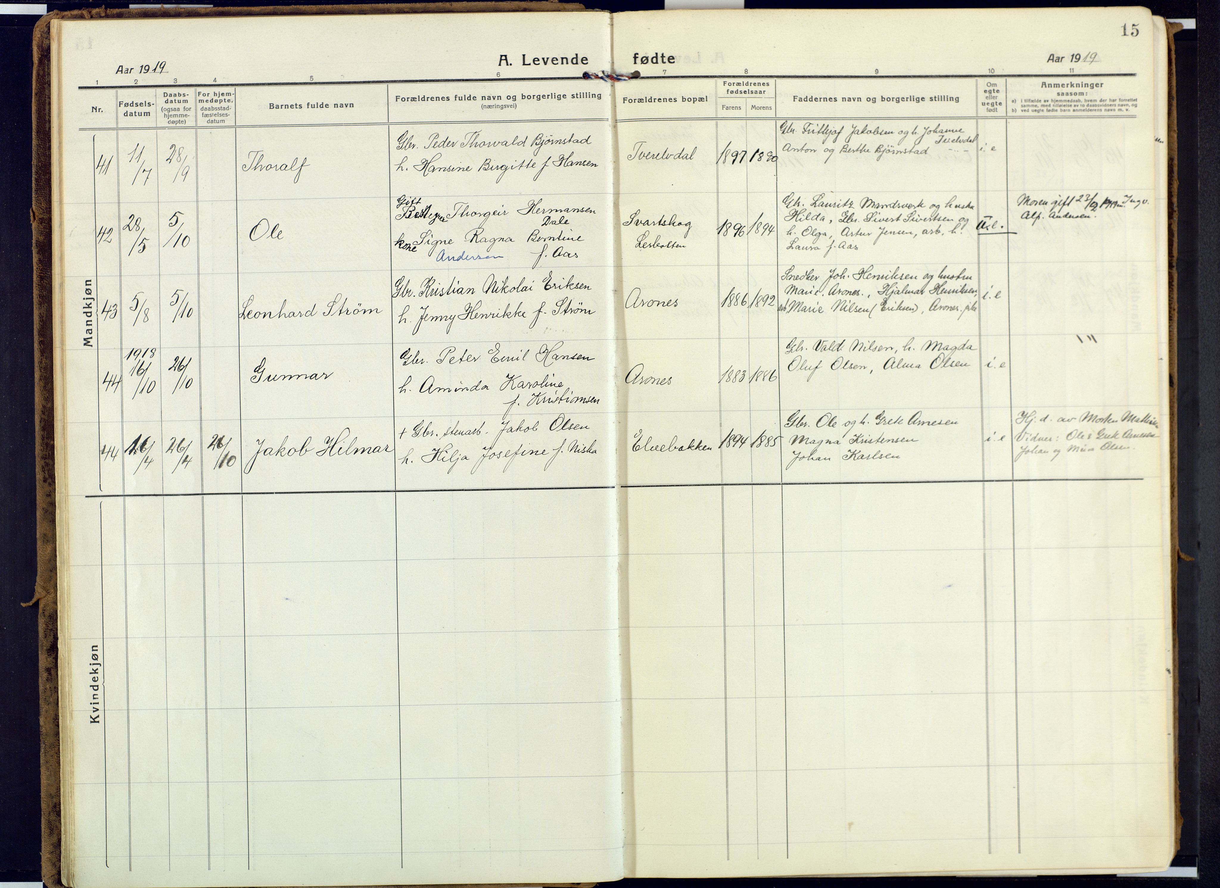 Alta sokneprestkontor, AV/SATØ-S-1338/H/Ha: Parish register (official) no. 6, 1918-1931, p. 15