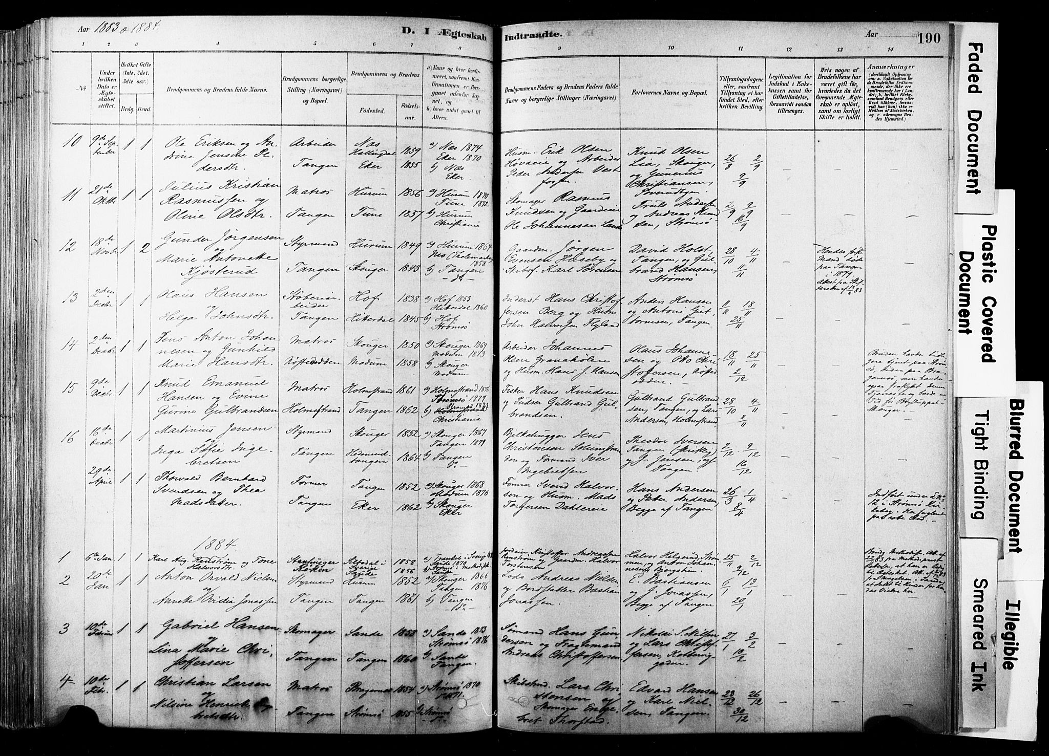 Strømsø kirkebøker, SAKO/A-246/F/Fb/L0006: Parish register (official) no. II 6, 1879-1910, p. 190