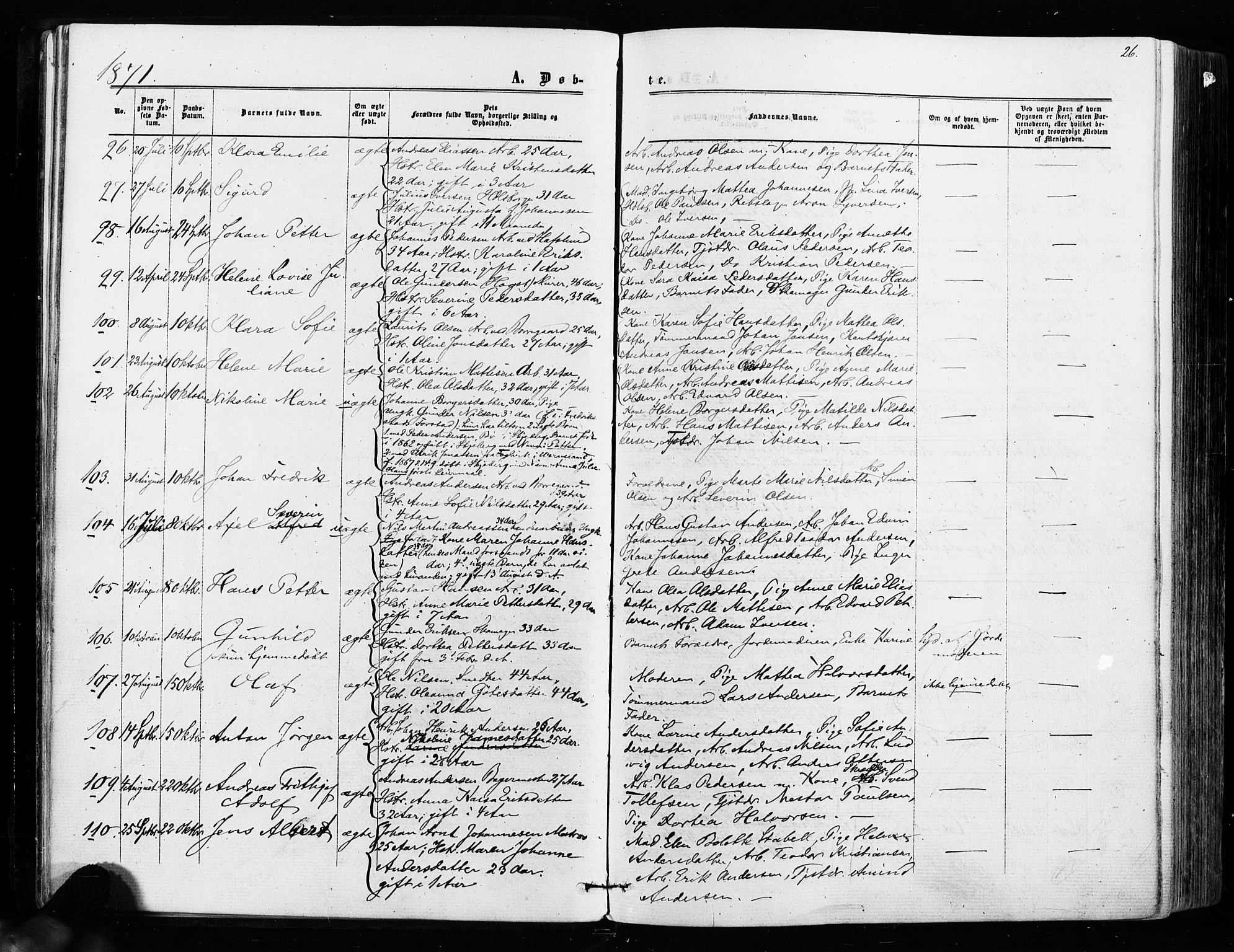 Sarpsborg prestekontor Kirkebøker, SAO/A-2006/F/Fa/L0002: Parish register (official) no. 2, 1869-1877, p. 26