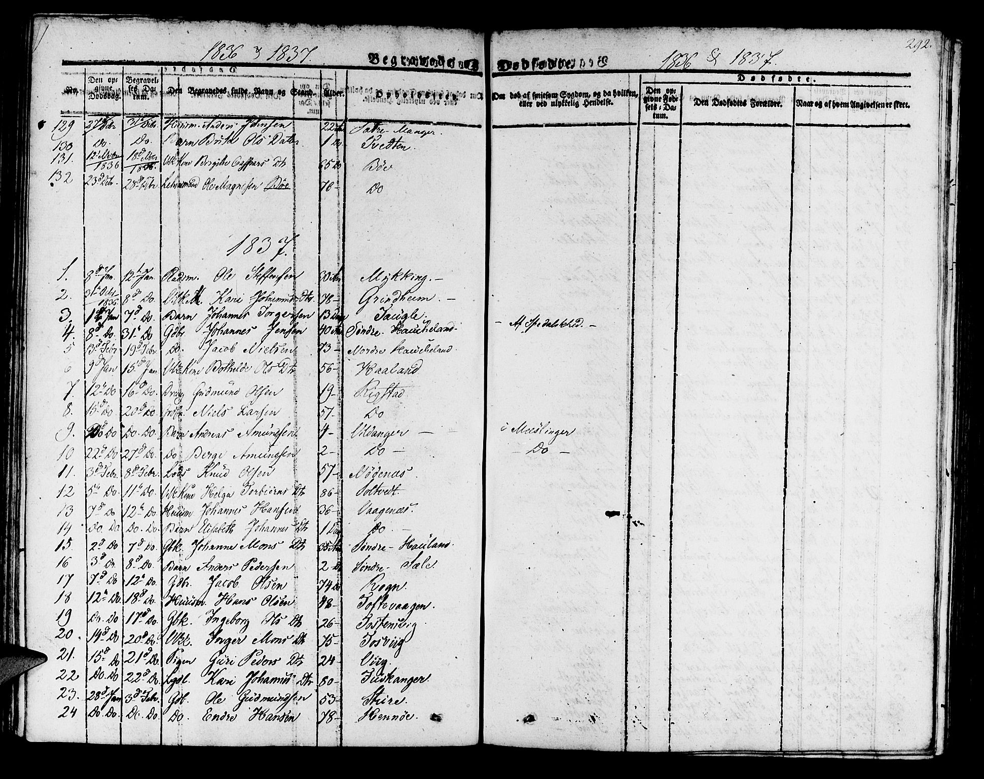 Manger sokneprestembete, SAB/A-76801/H/Haa: Parish register (official) no. A 4, 1824-1838, p. 292