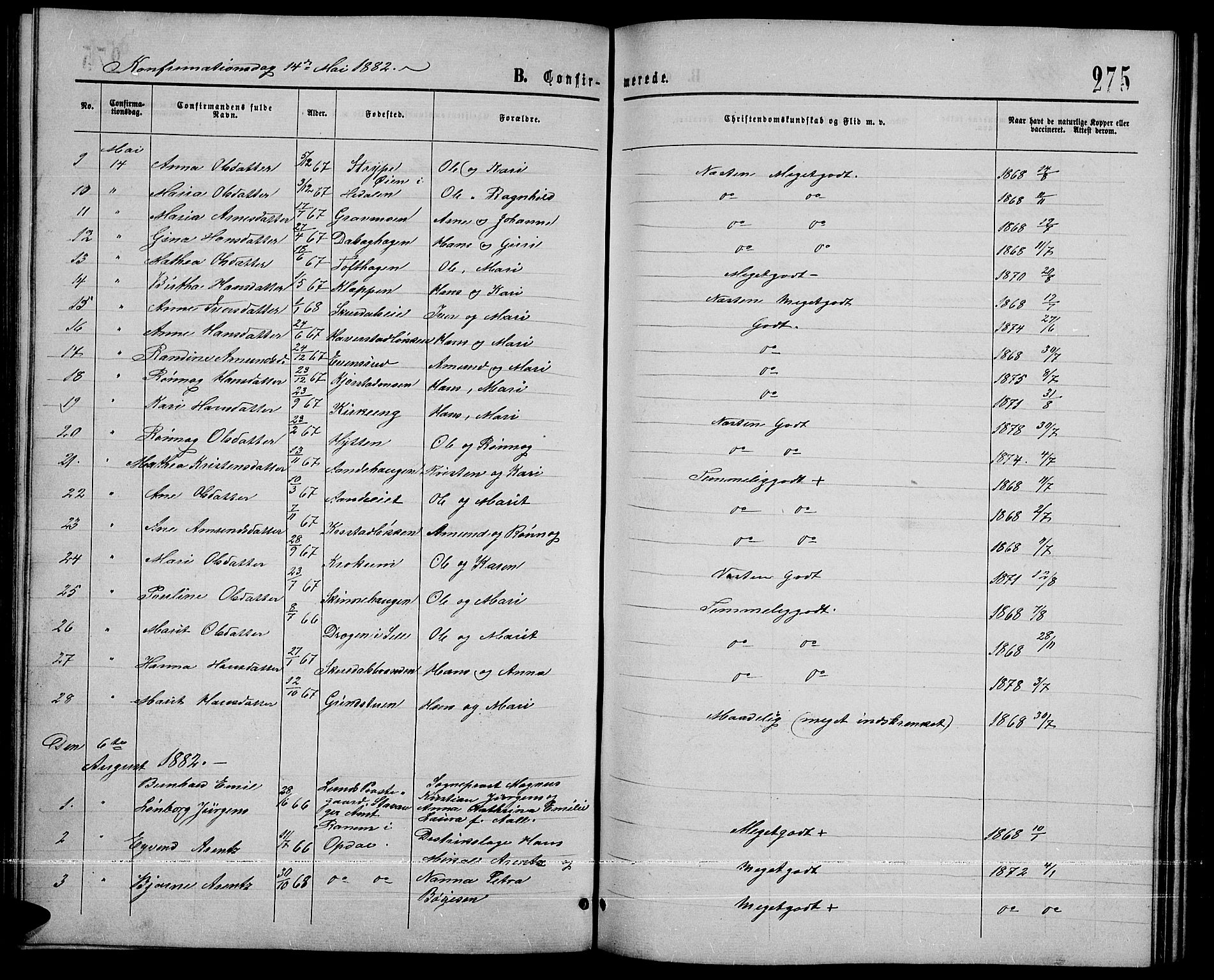 Sør-Fron prestekontor, SAH/PREST-010/H/Ha/Hab/L0002: Parish register (copy) no. 2, 1864-1883, p. 275