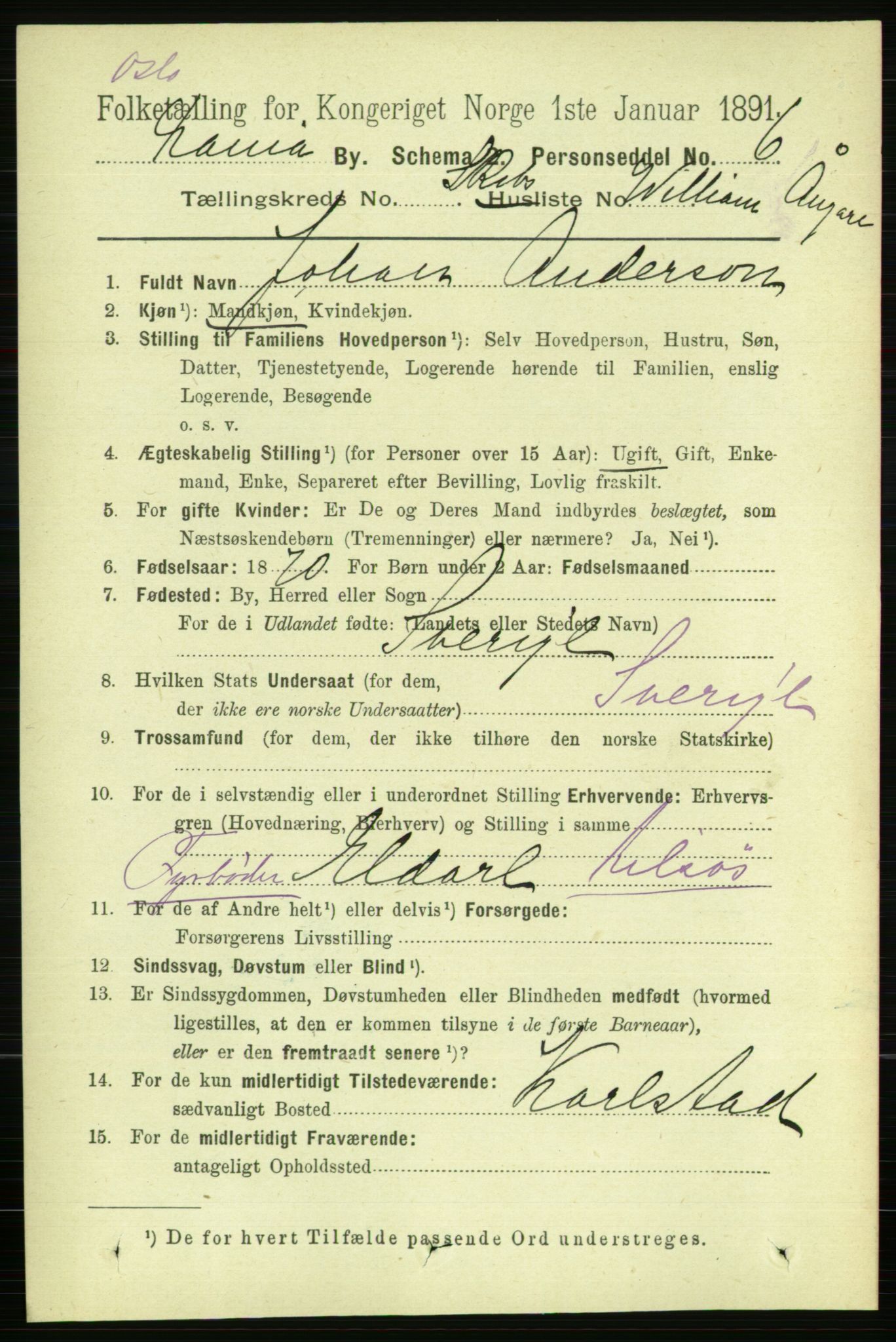 RA, 1891 census for 0301 Kristiania, 1891, p. 122818