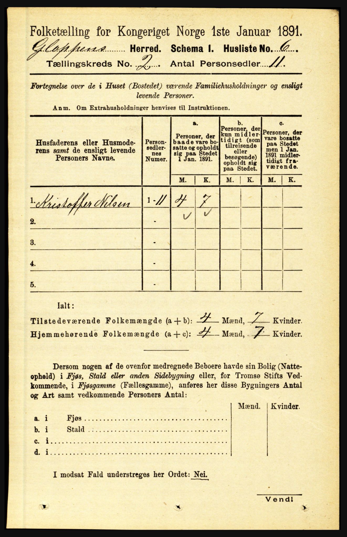 RA, 1891 census for 1445 Gloppen, 1891, p. 557