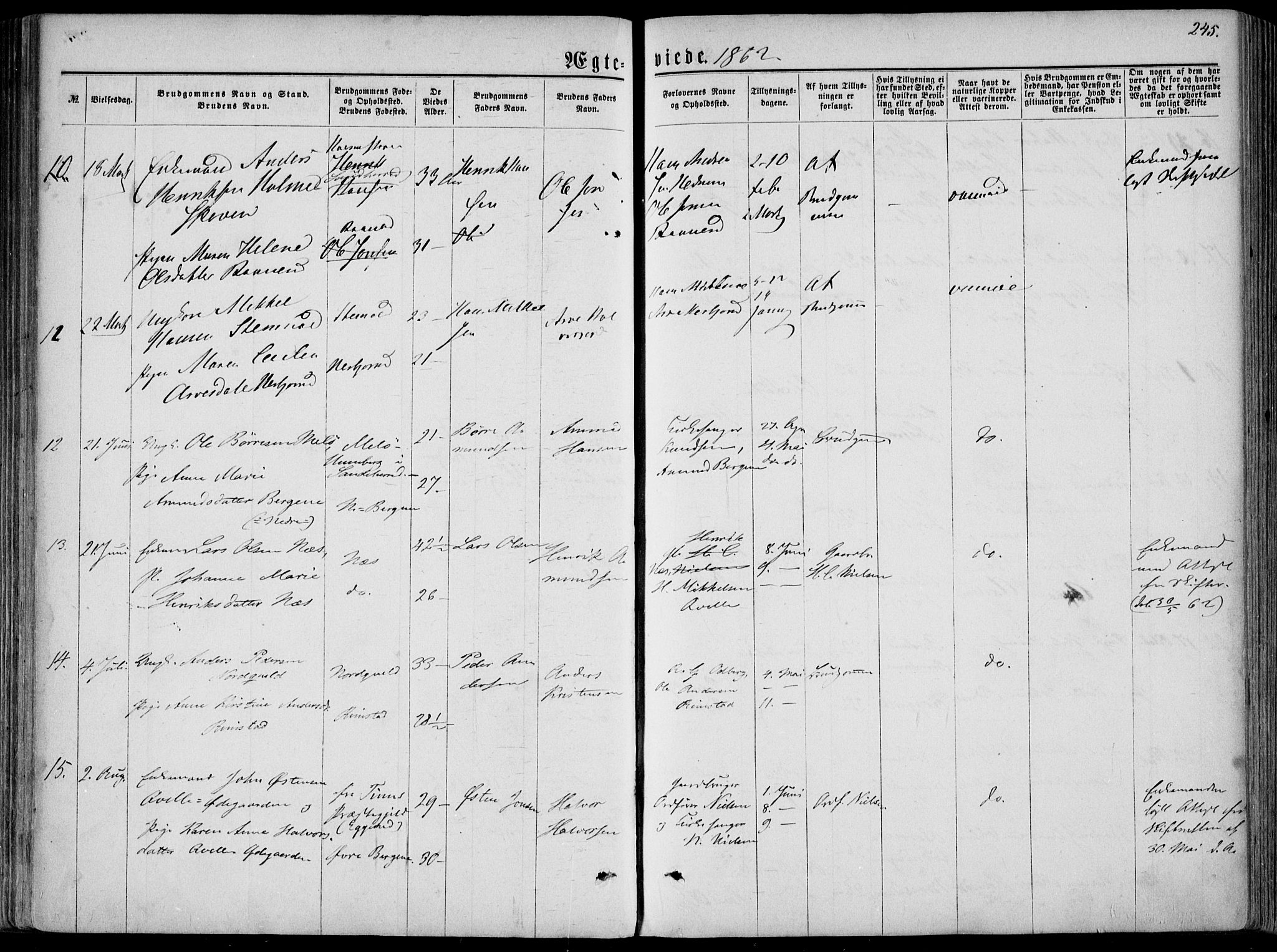 Hedrum kirkebøker, SAKO/A-344/F/Fa/L0007: Parish register (official) no. I 7, 1857-1868, p. 245