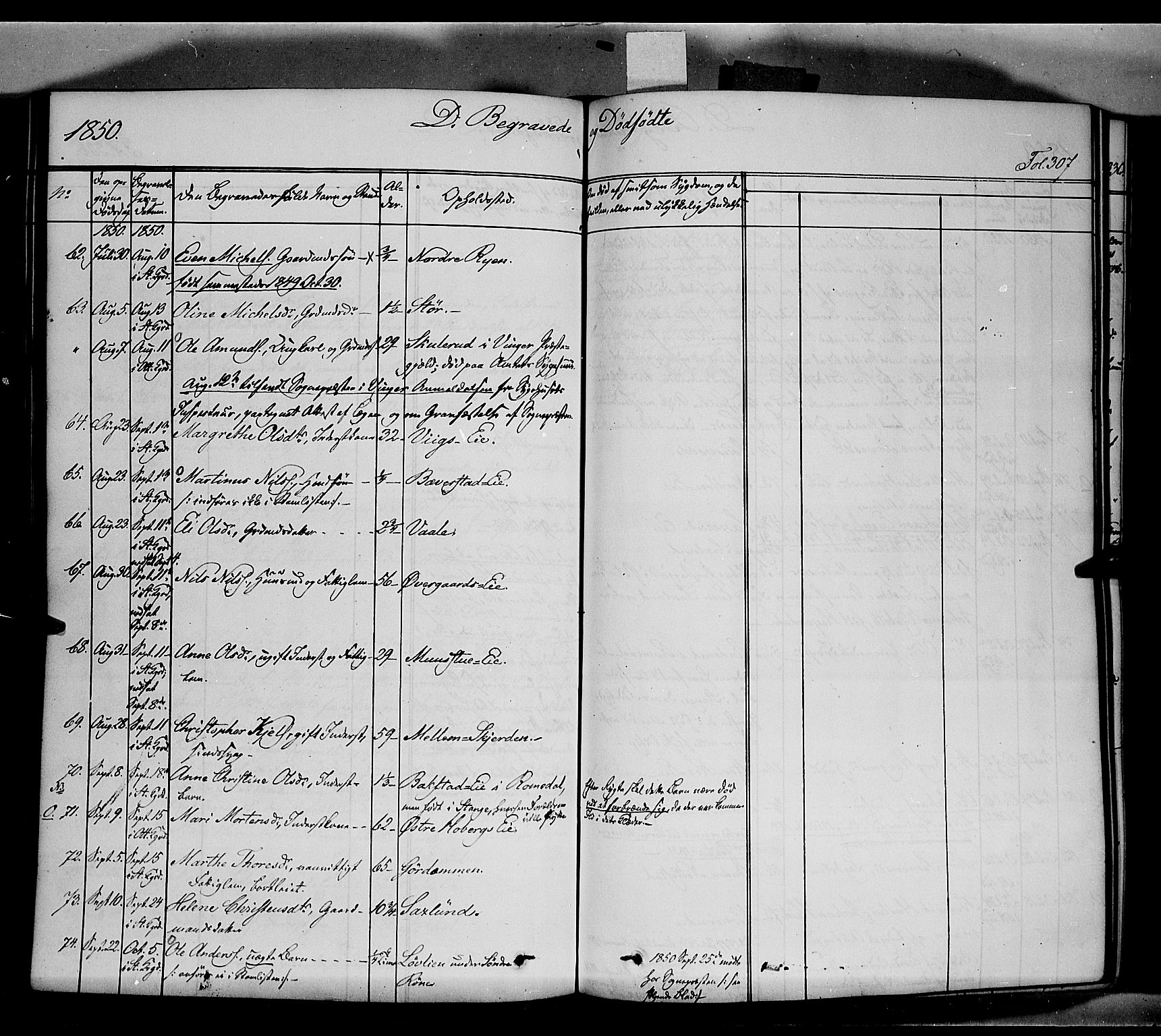 Stange prestekontor, SAH/PREST-002/K/L0011: Parish register (official) no. 11, 1846-1852, p. 307