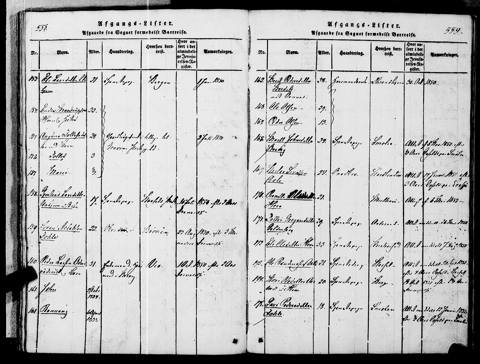 Ministerialprotokoller, klokkerbøker og fødselsregistre - Møre og Romsdal, SAT/A-1454/545/L0585: Parish register (official) no. 545A01, 1818-1853, p. 558-559