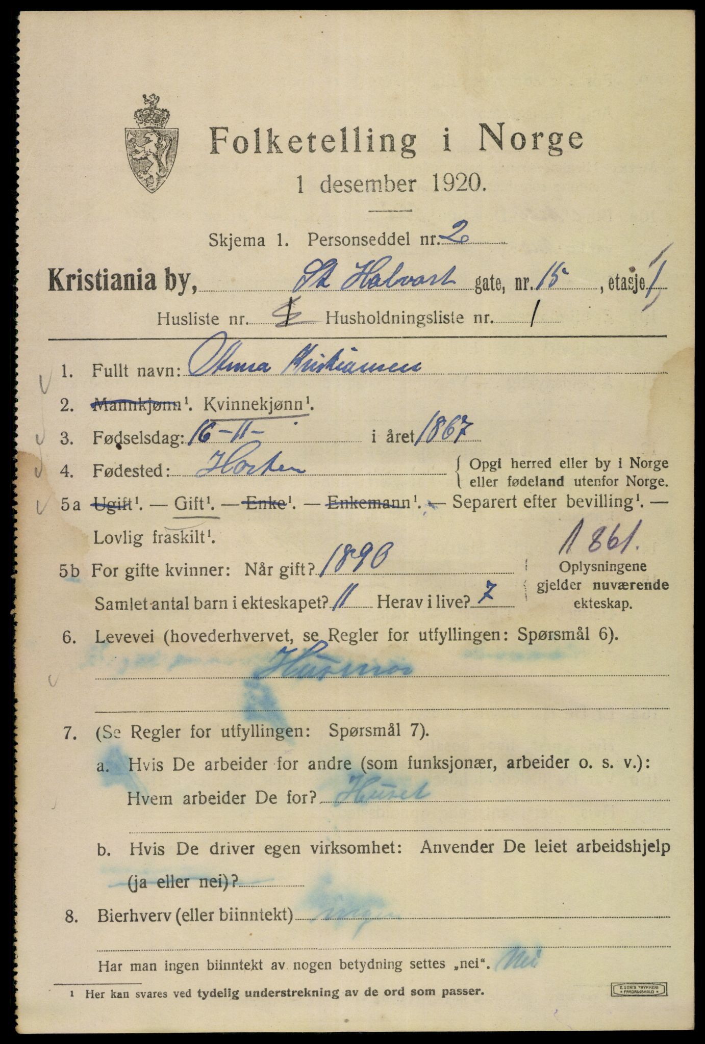 SAO, 1920 census for Kristiania, 1920, p. 532953