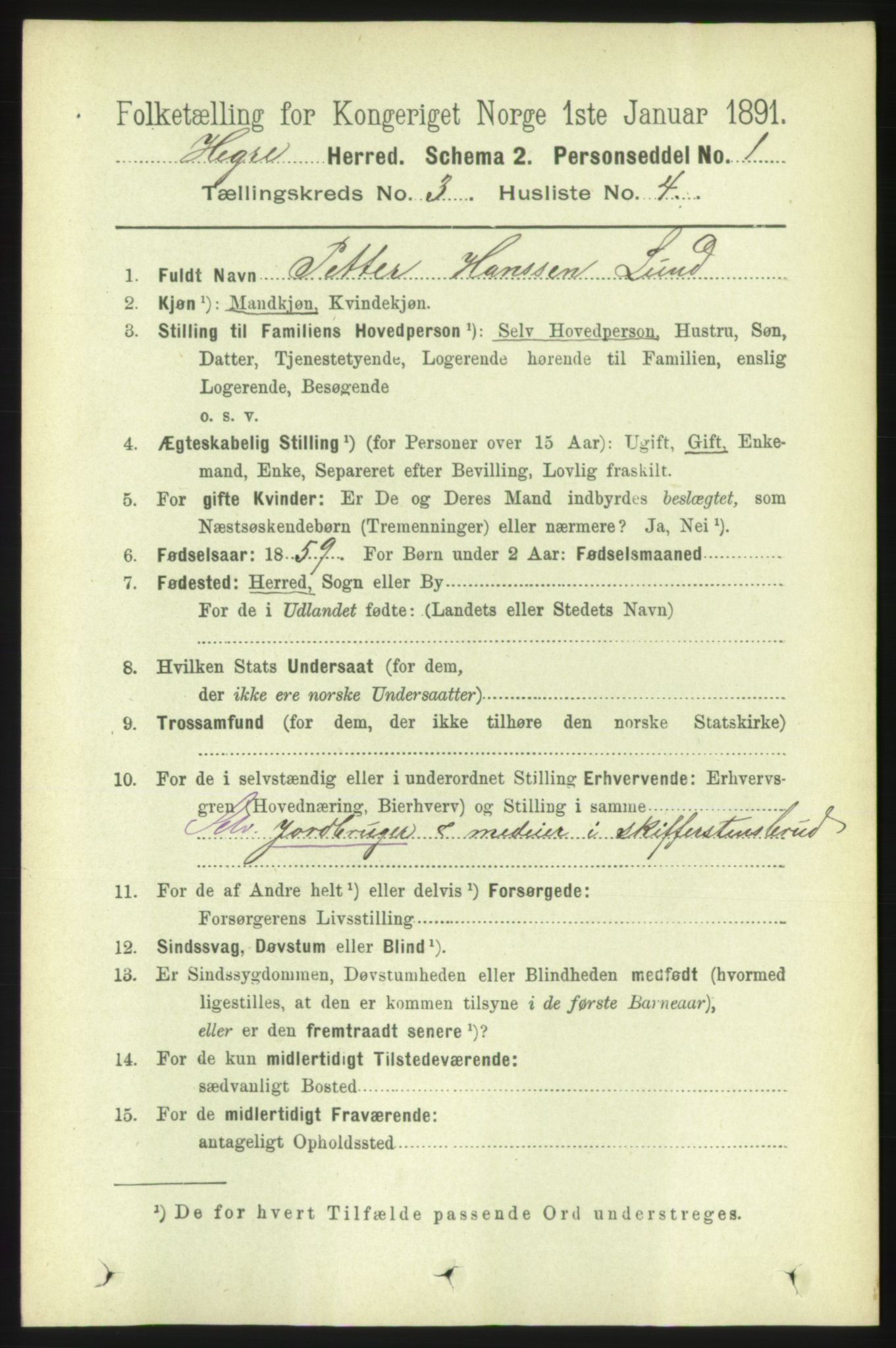 RA, 1891 census for 1712 Hegra, 1891, p. 1062
