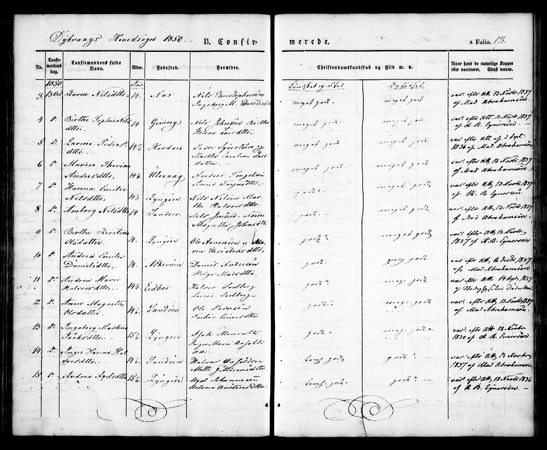 Dypvåg sokneprestkontor, AV/SAK-1111-0007/F/Fa/Faa/L0005: Parish register (official) no. A 5, 1841-1854, p. 176