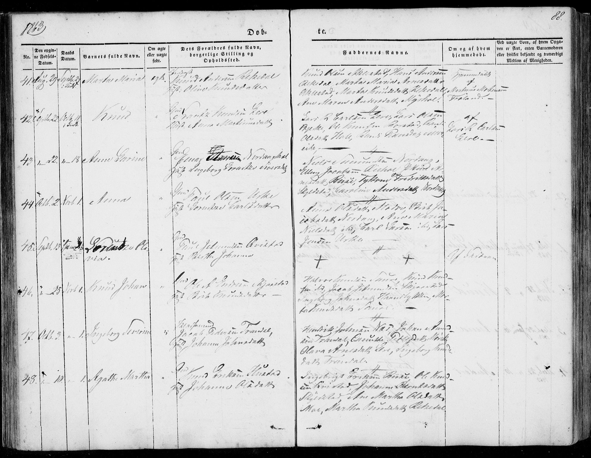 Ministerialprotokoller, klokkerbøker og fødselsregistre - Møre og Romsdal, SAT/A-1454/515/L0209: Parish register (official) no. 515A05, 1847-1868, p. 88