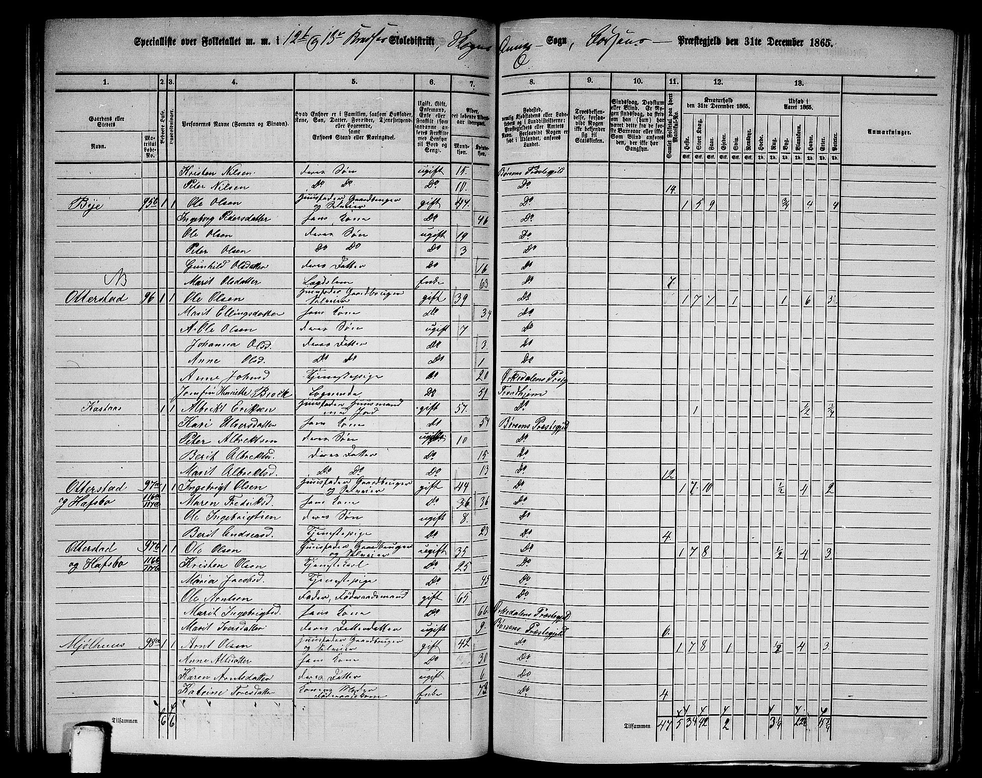 RA, 1865 census for Børsa, 1865, p. 148