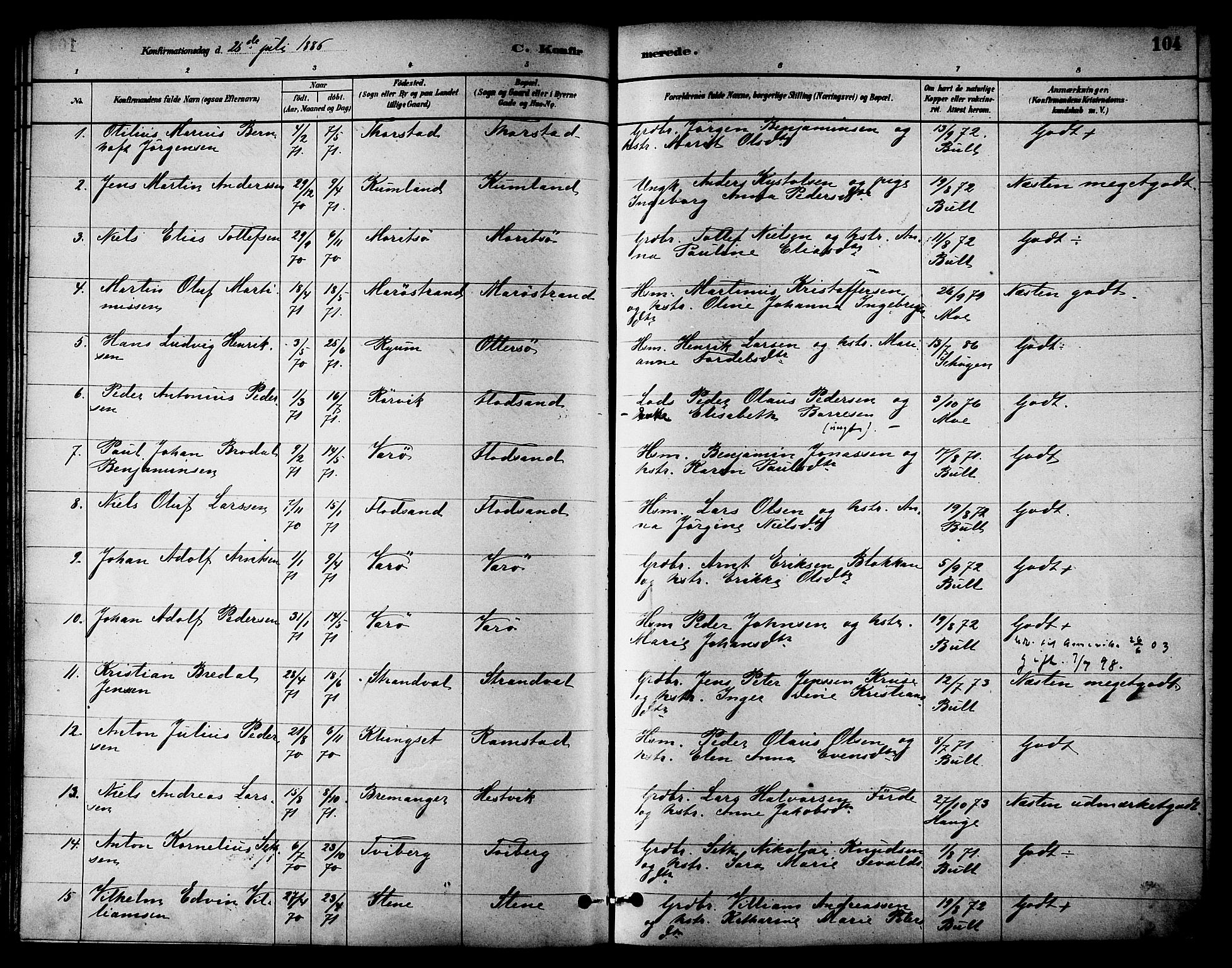 Ministerialprotokoller, klokkerbøker og fødselsregistre - Nord-Trøndelag, SAT/A-1458/784/L0672: Parish register (official) no. 784A07, 1880-1887, p. 104