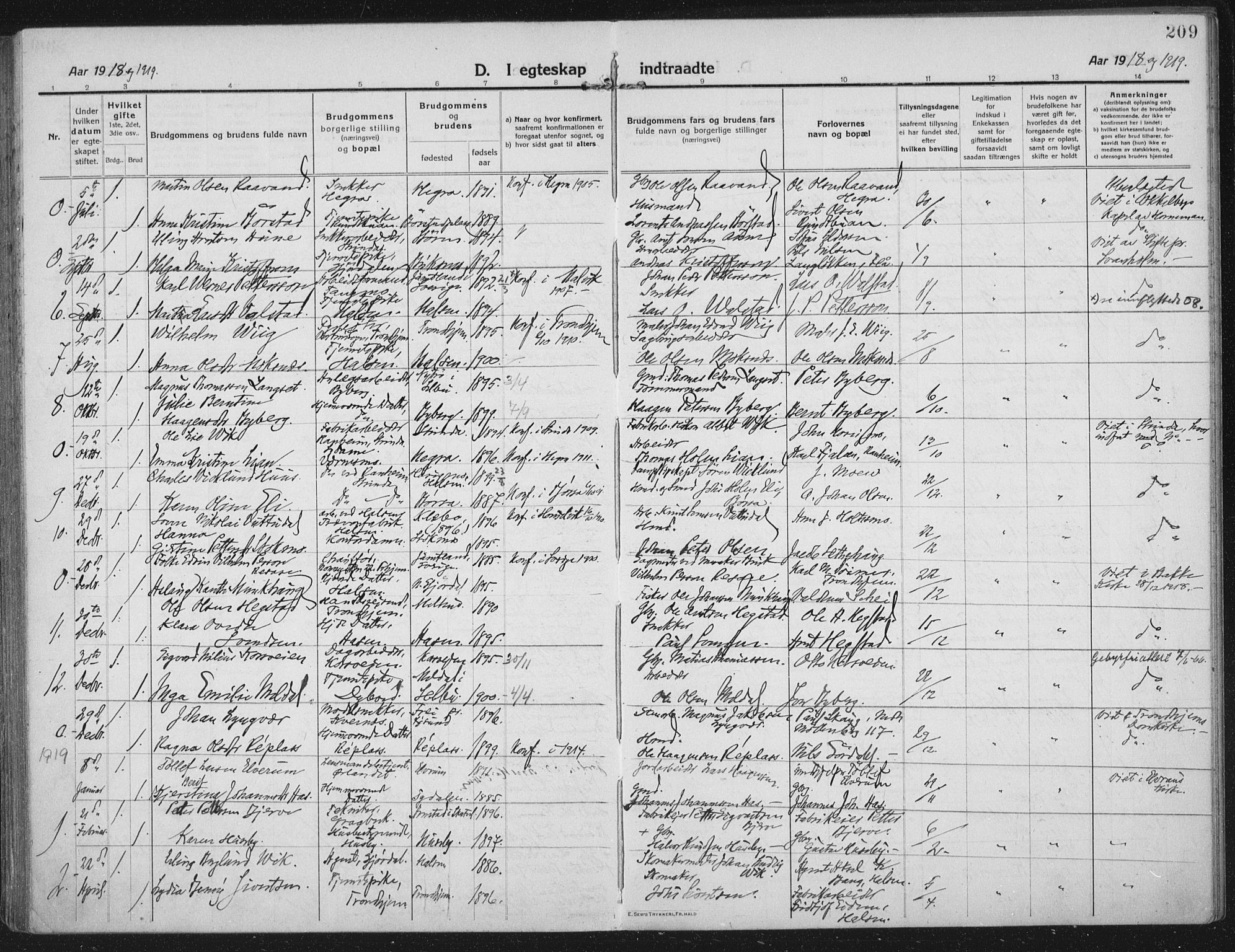 Ministerialprotokoller, klokkerbøker og fødselsregistre - Nord-Trøndelag, AV/SAT-A-1458/709/L0083: Parish register (official) no. 709A23, 1916-1928, p. 209