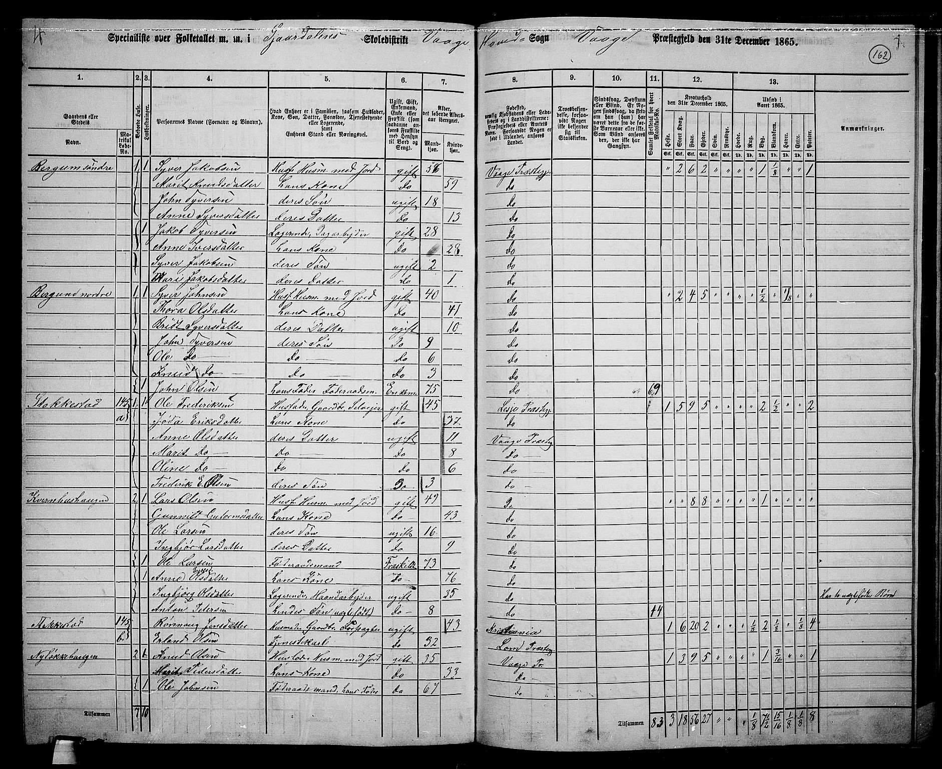 RA, 1865 census for Vågå, 1865, p. 147