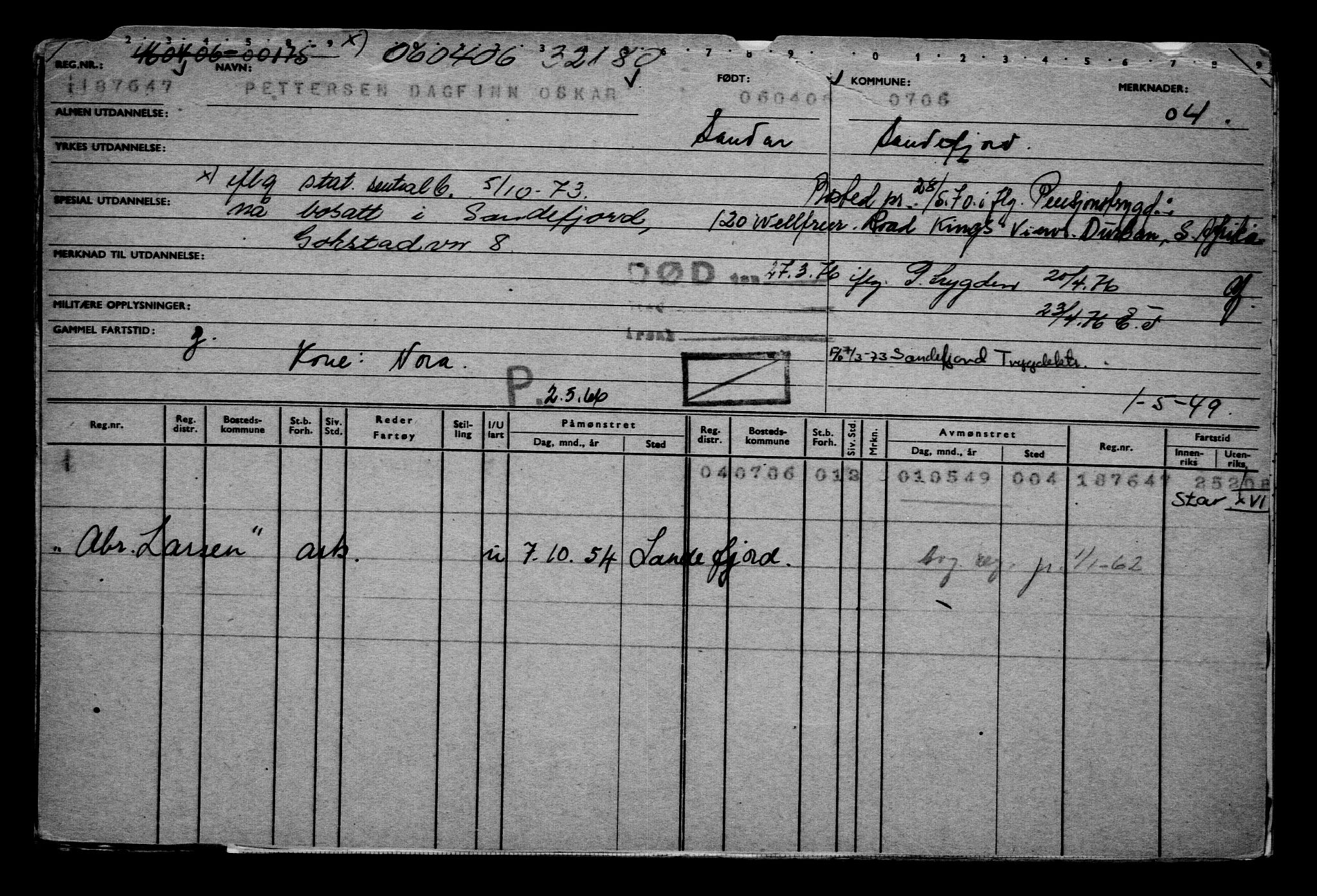 Direktoratet for sjømenn, AV/RA-S-3545/G/Gb/L0064: Hovedkort, 1906, p. 383